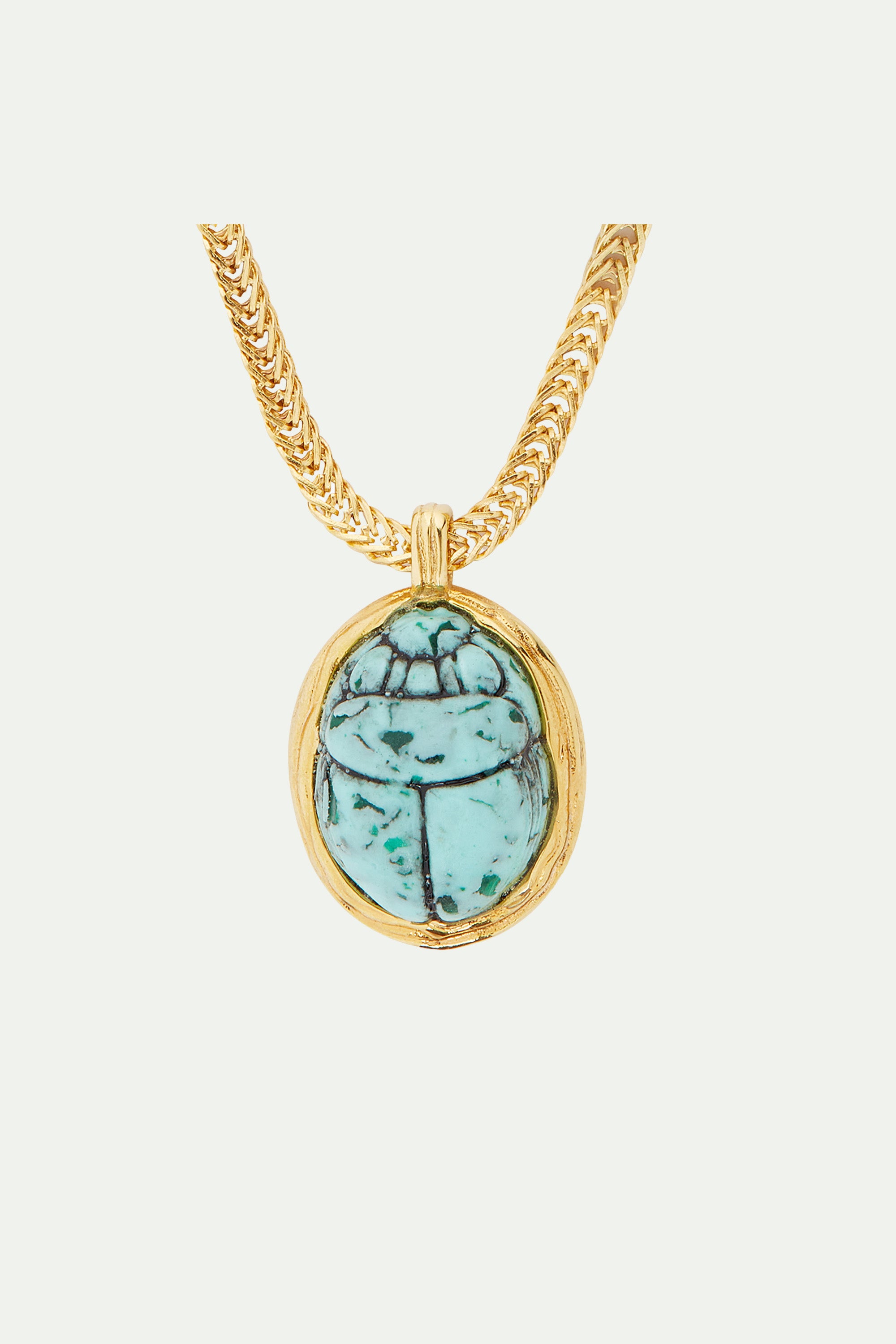 Turquoise scarab beetle pendant necklace