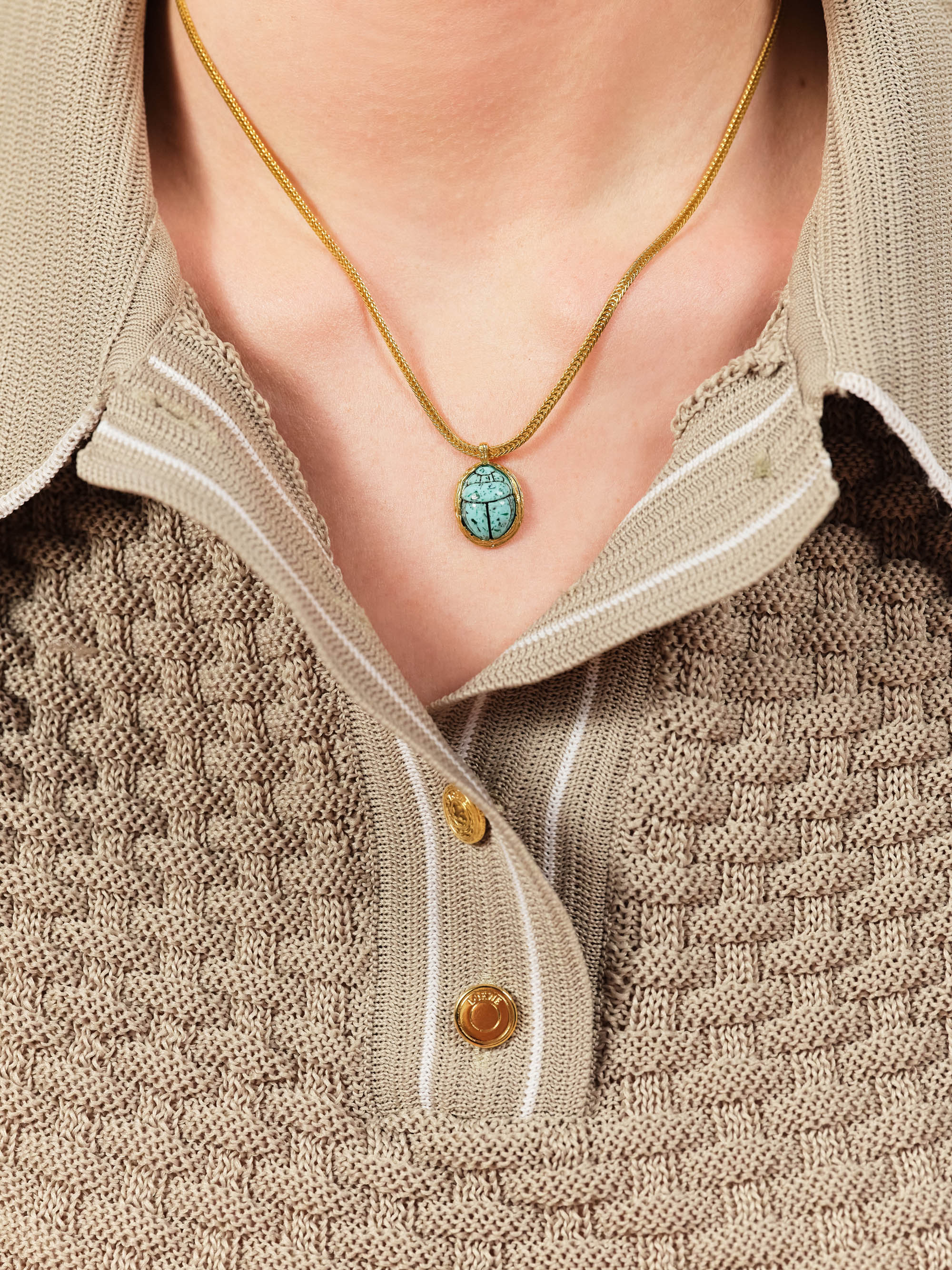 Turquoise scarab beetle pendant necklace
