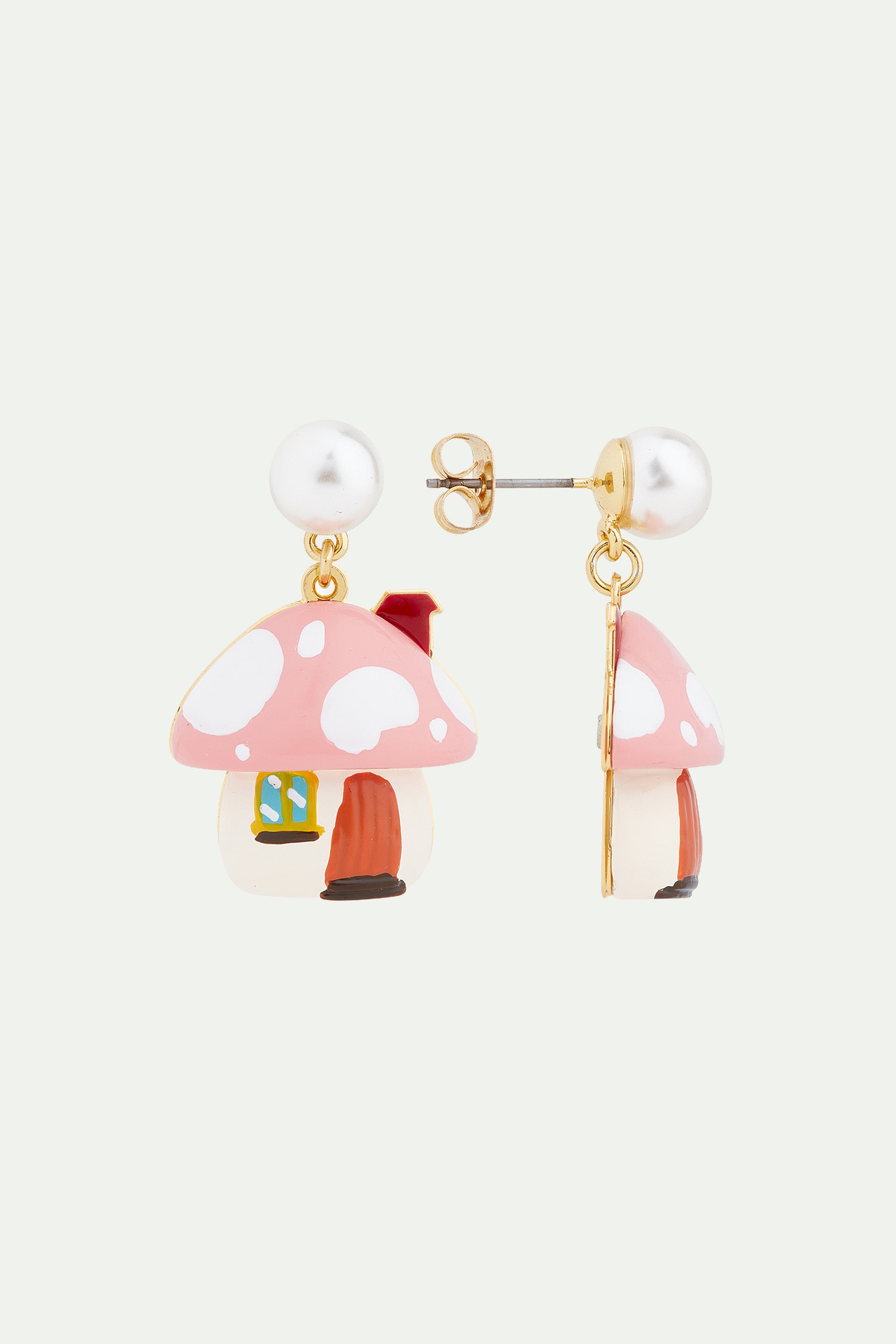 Mushroom house clip-on earrings