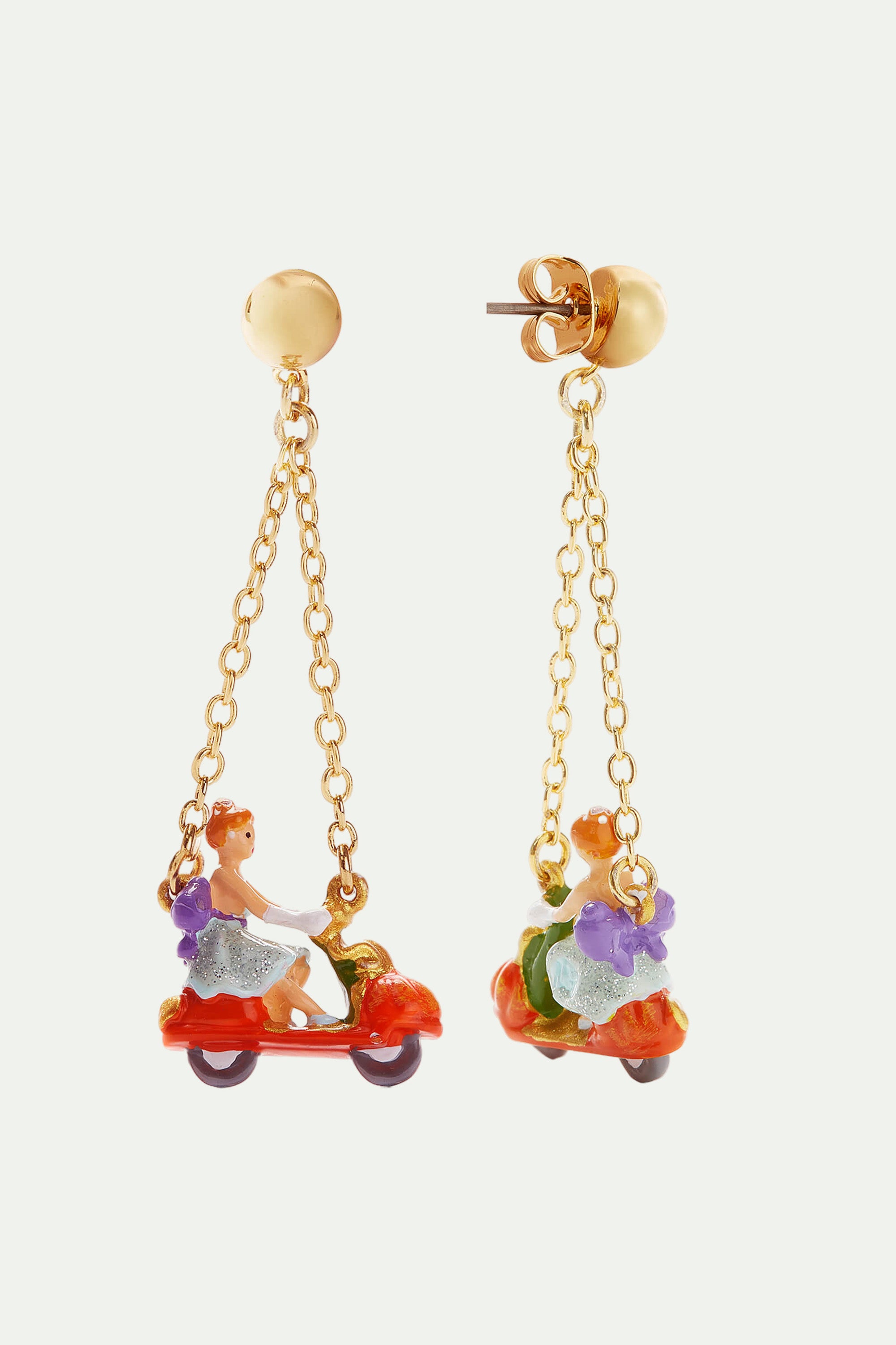 Cinderella and Pumpkin Scooter clip-on earrings