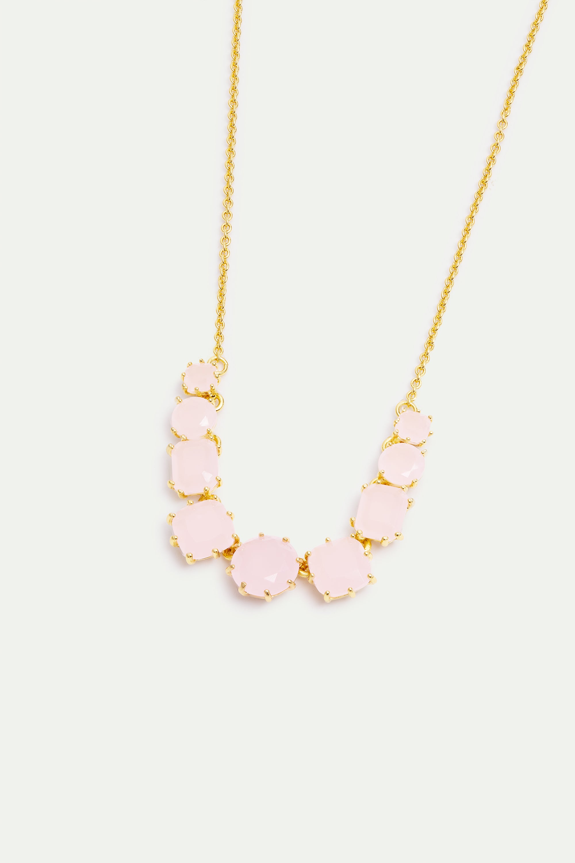 Fine Diamantine necklace with 9 light pink stones