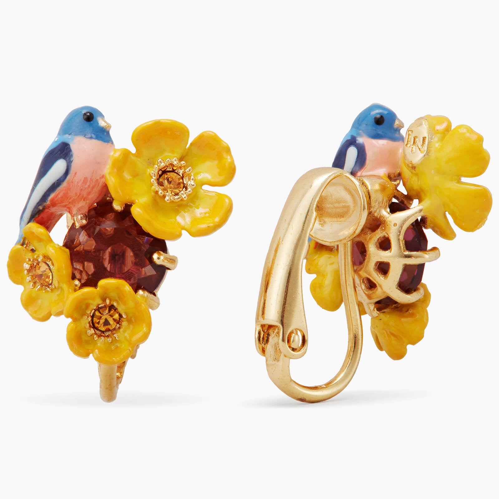 Birds clip-on earrings