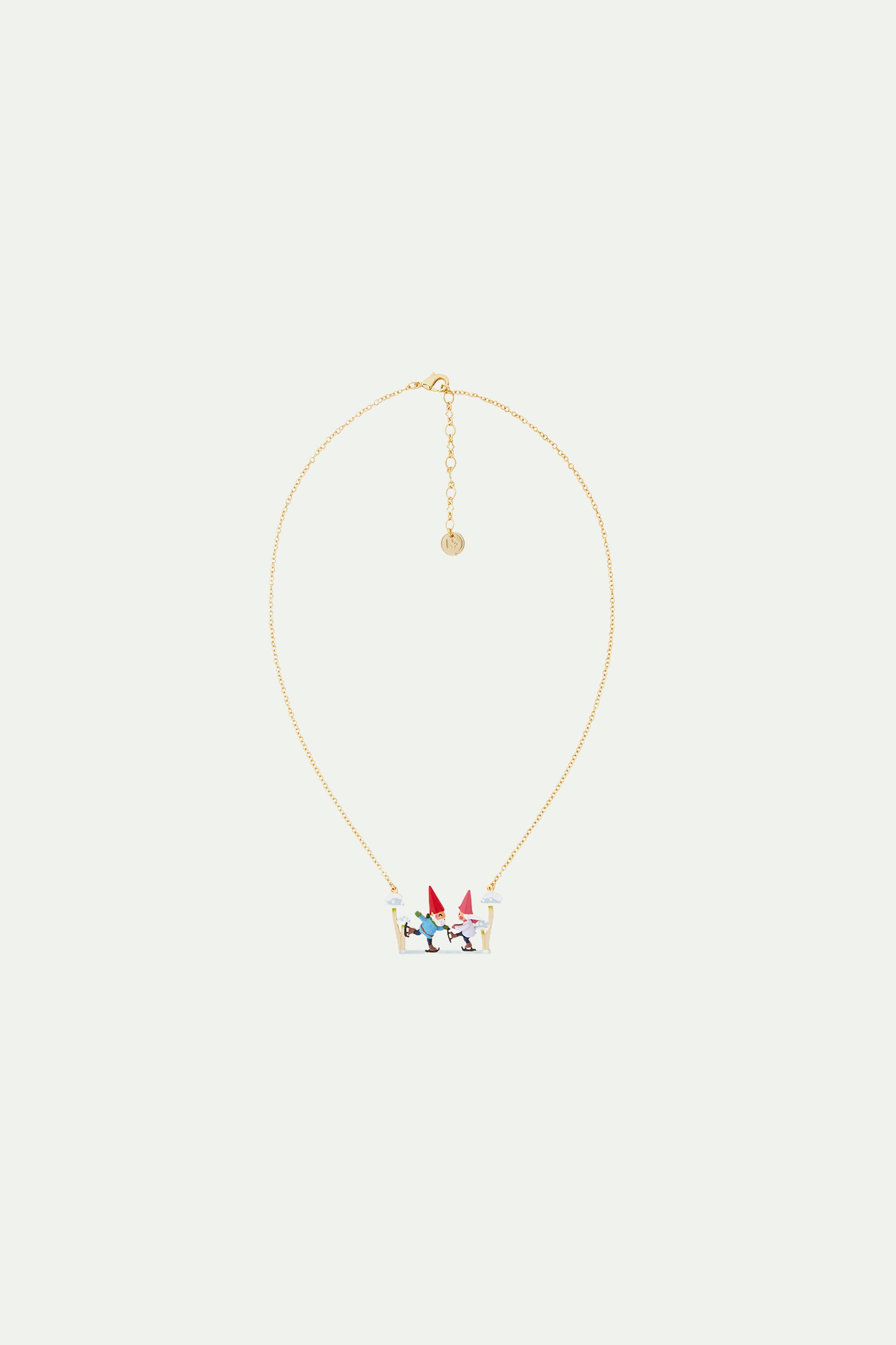 Gnomes and ice skates statement necklace