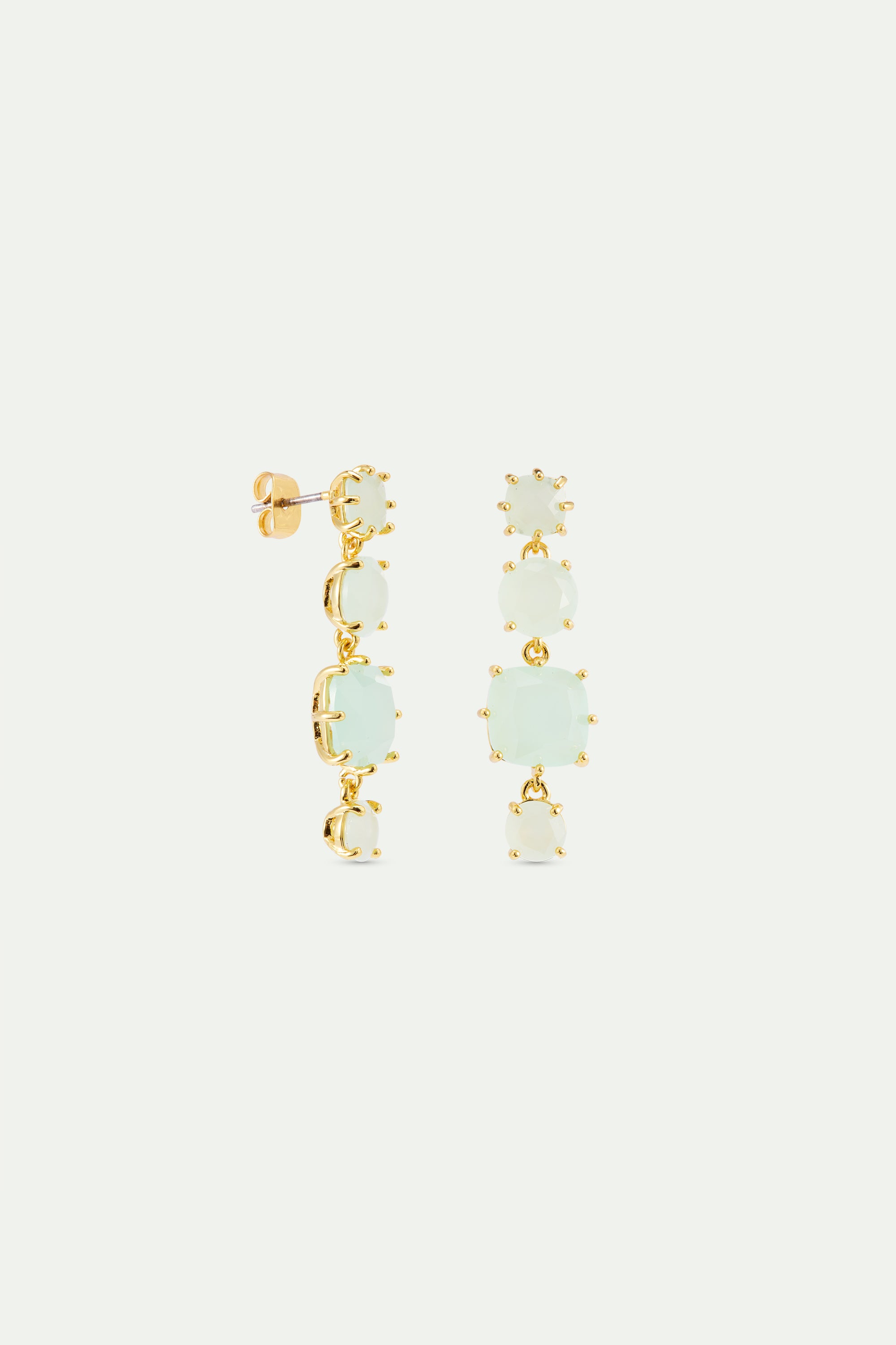 Diamantine earrings with 4 sea green stones