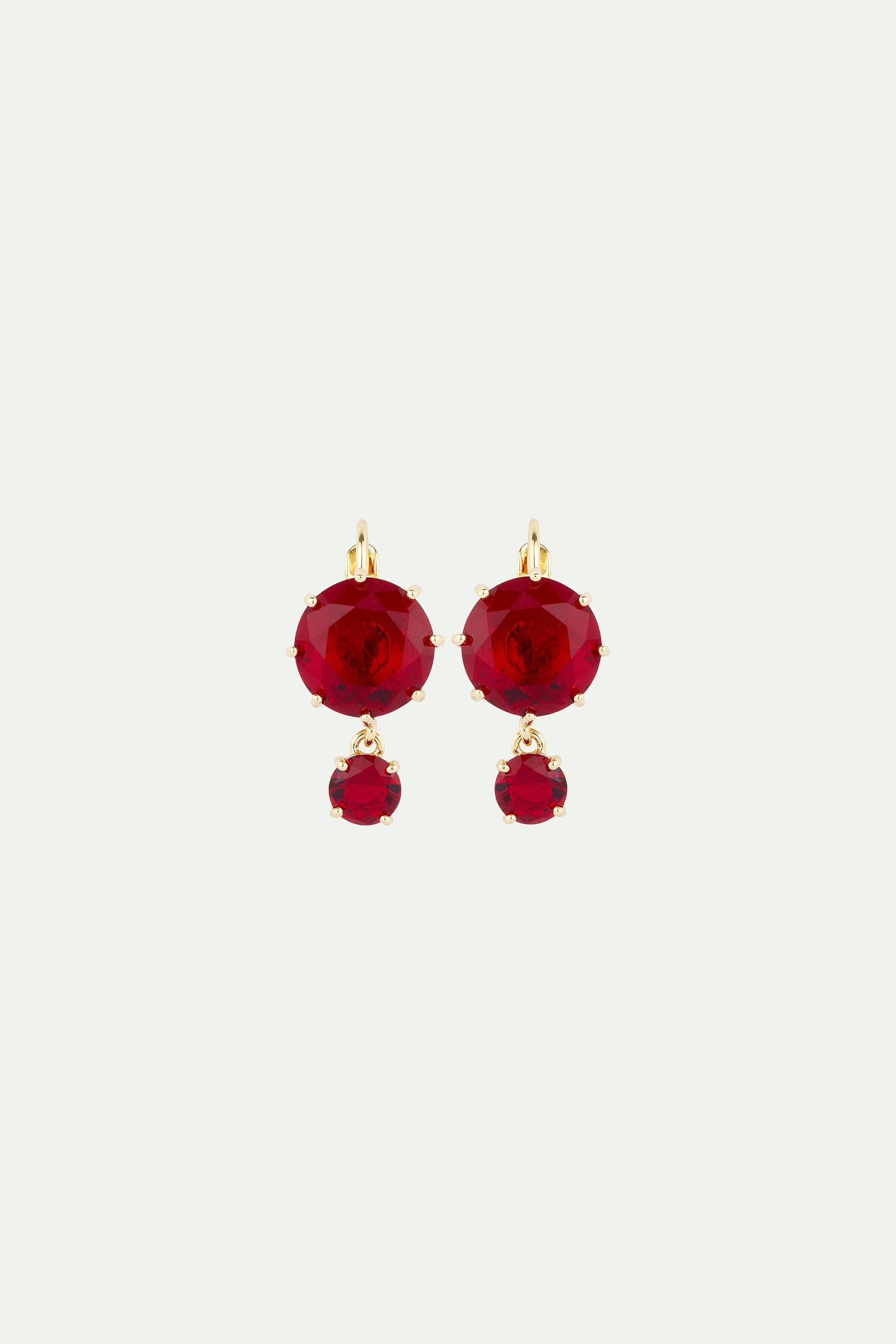 Garnet red diamantine 2 stone post earrings