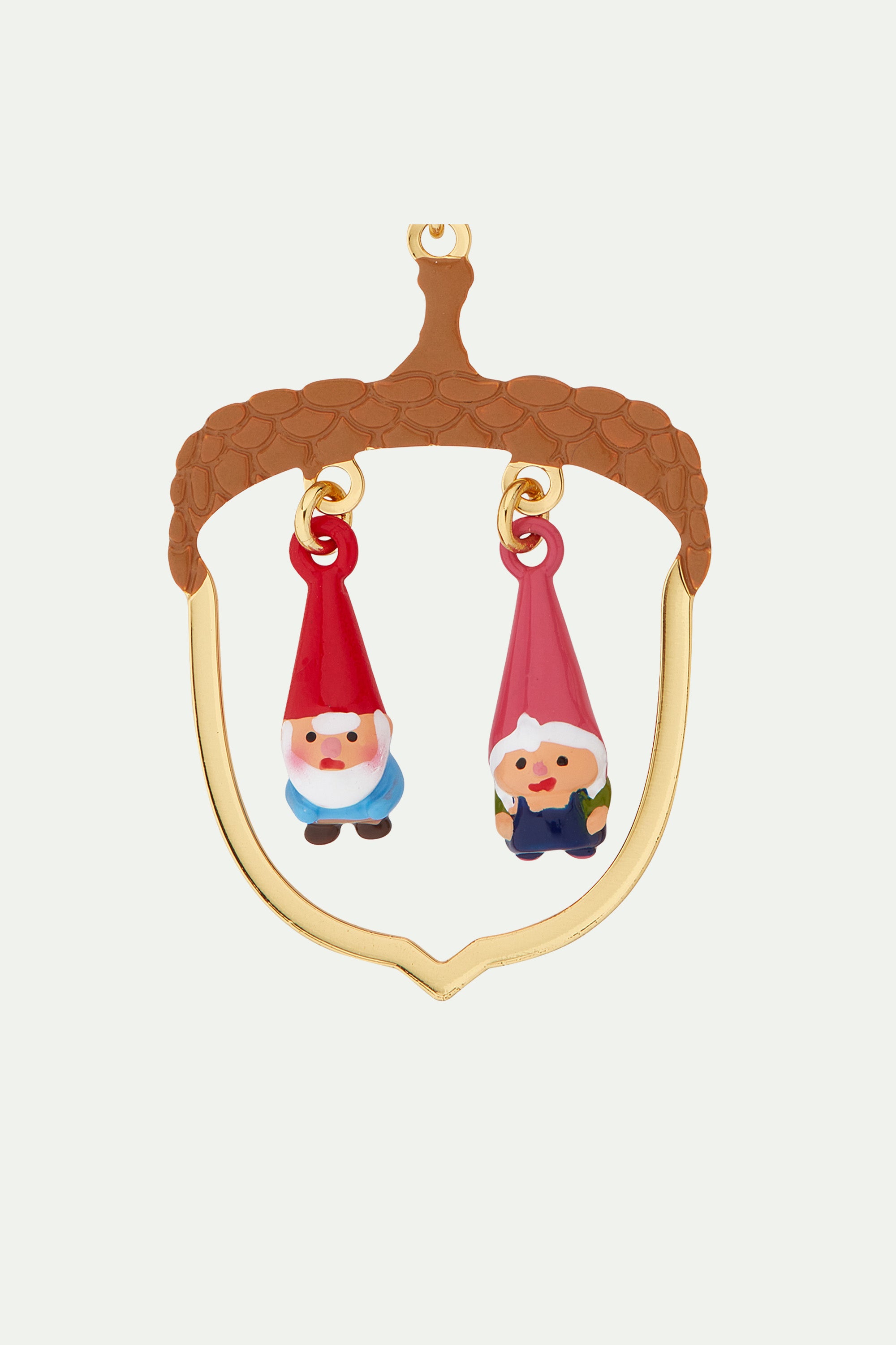 Hazelnut and garden gnome pendant necklace