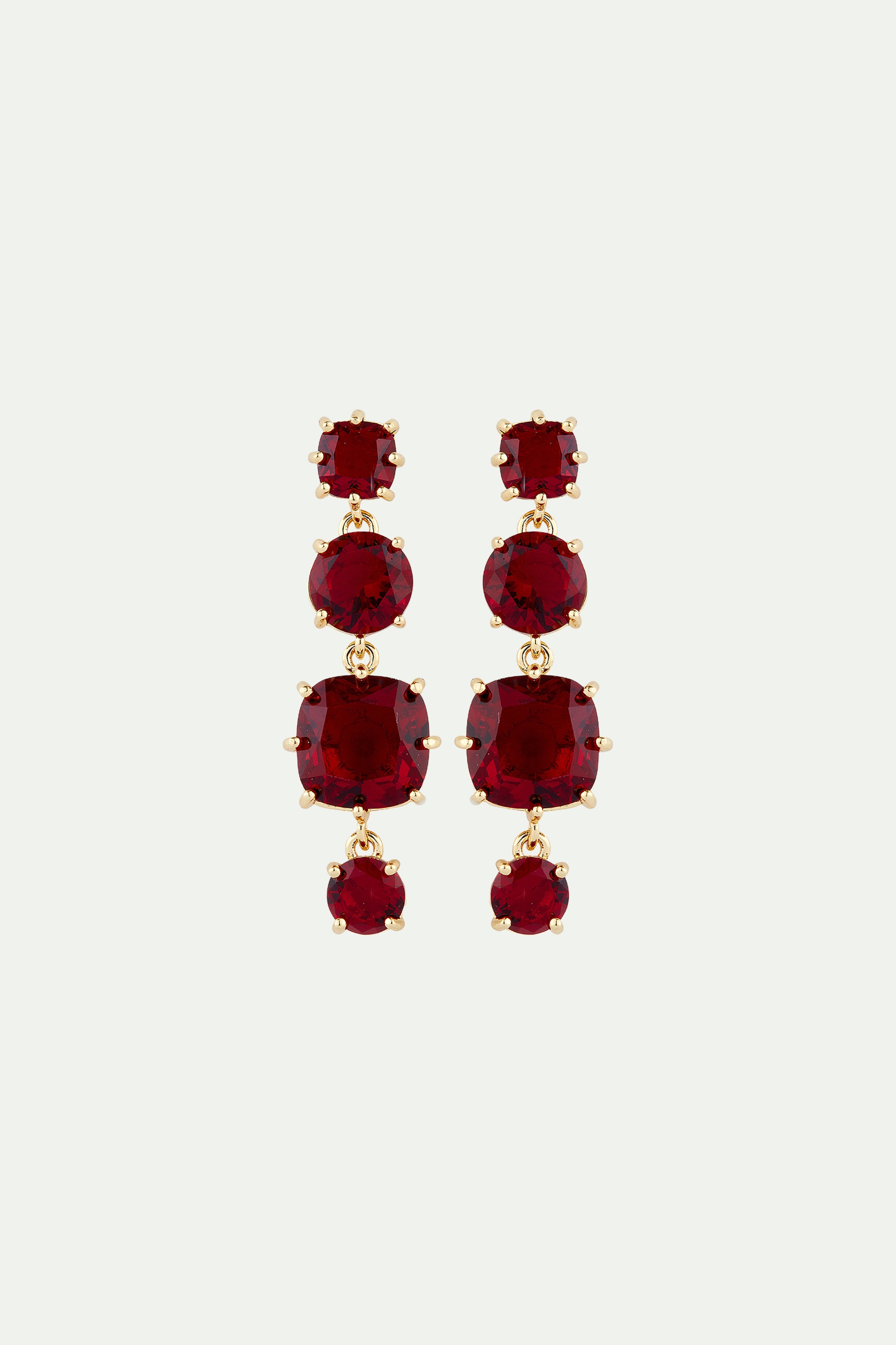 Garnet red diamantine 4 Stone clip-on earrings