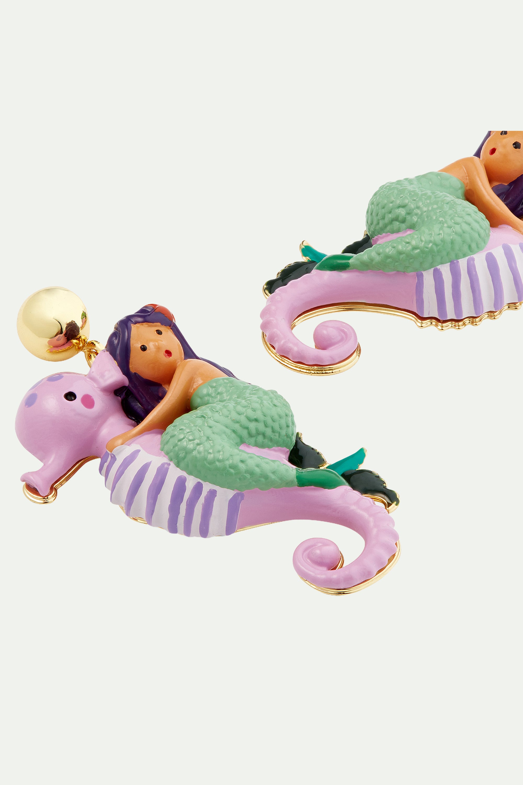 Mermaid and seahorse earrings