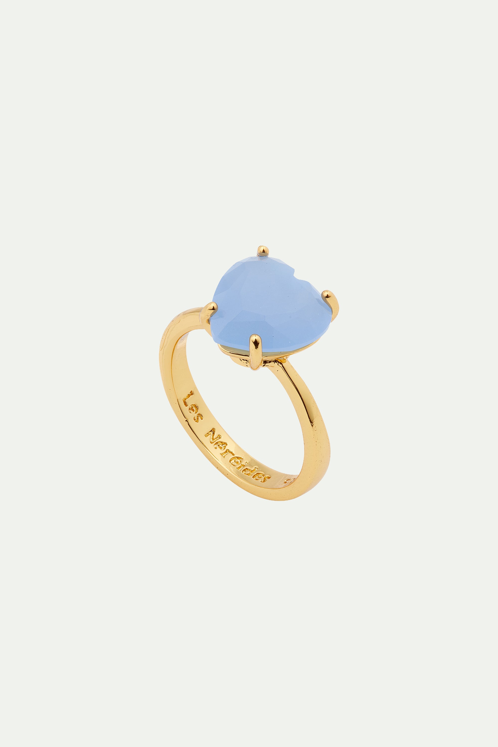Sky blue Diamantine heart solitaire ring