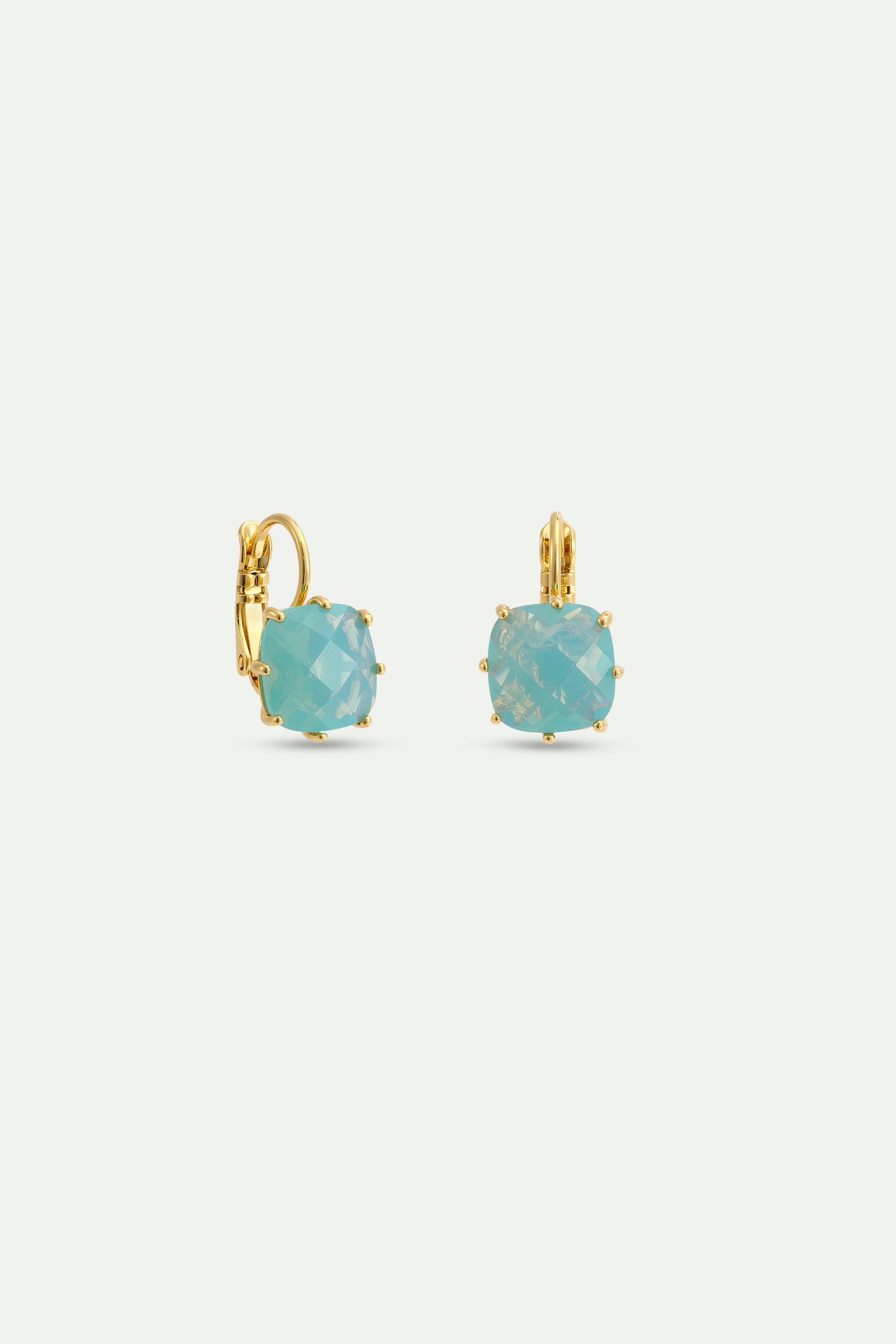 Glacier blue Diamantine square stone sleeper earrings