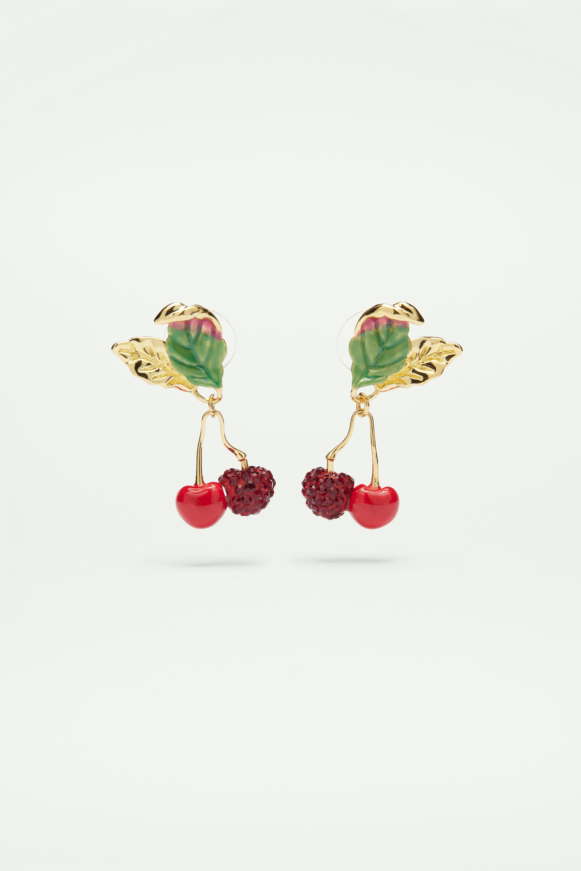 Rhinestones Covered Cherry Clip-on Earrings