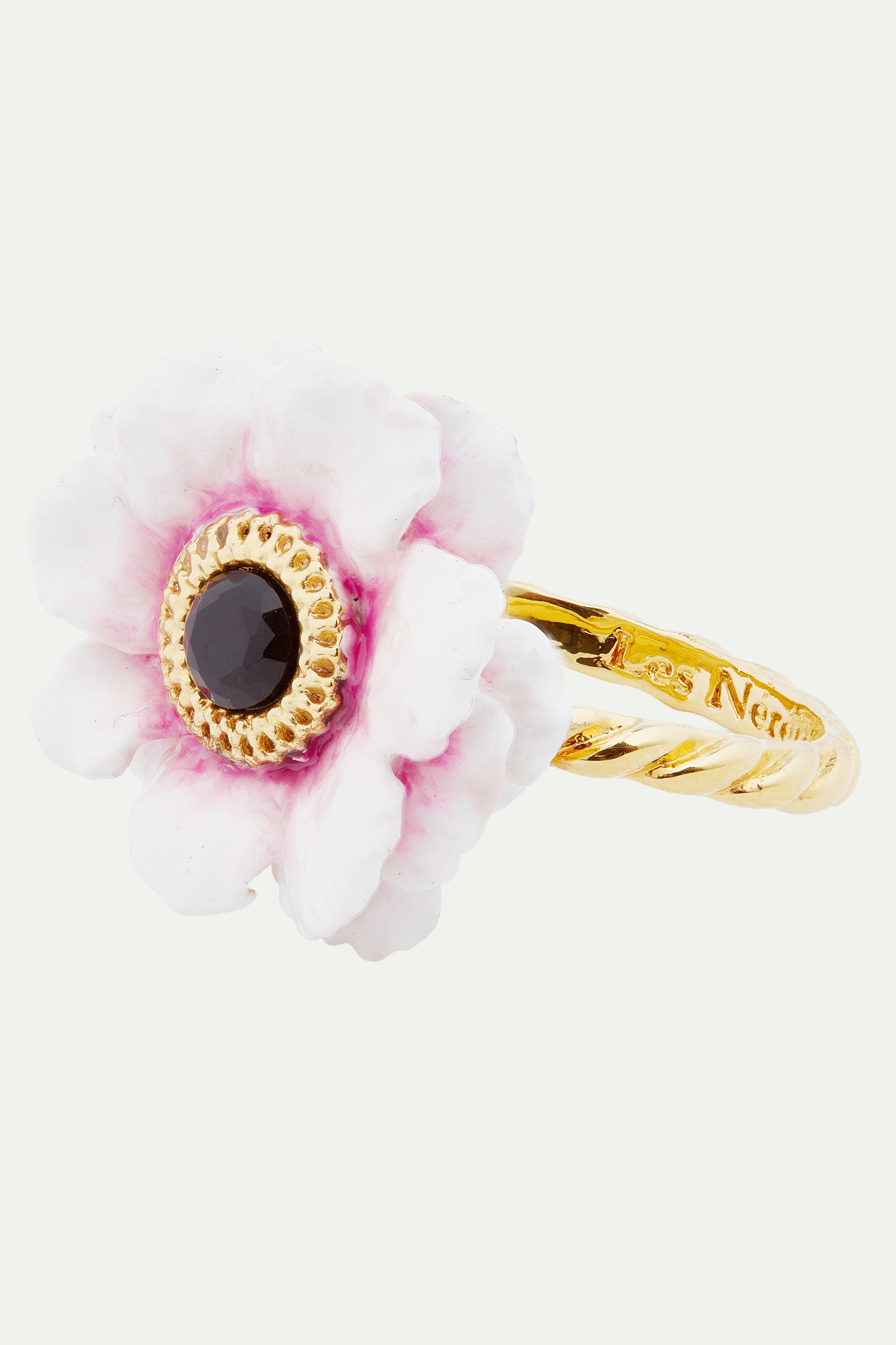 Pink peony adjustable ring