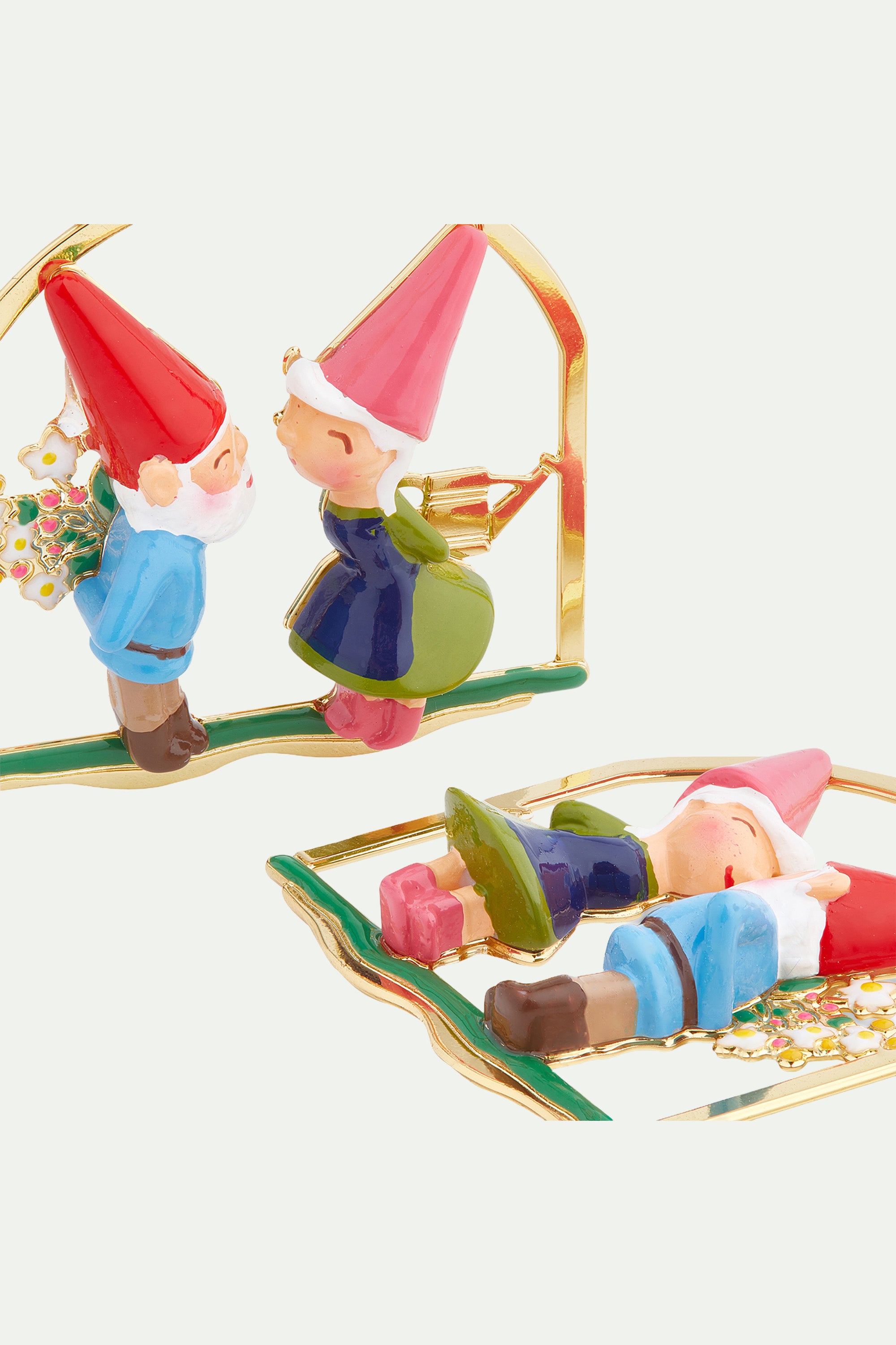 Garden gnome couple clip-on earrings