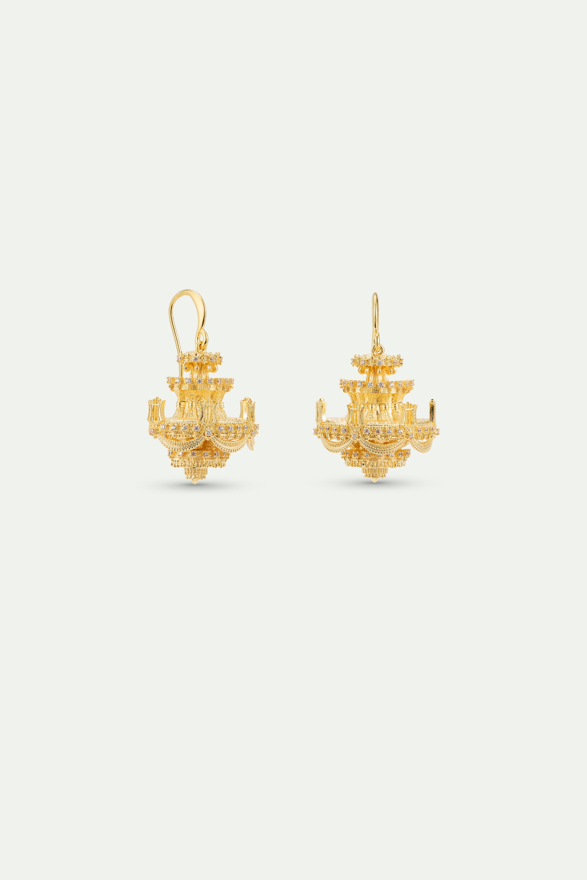 Gold chandelier hook earrings