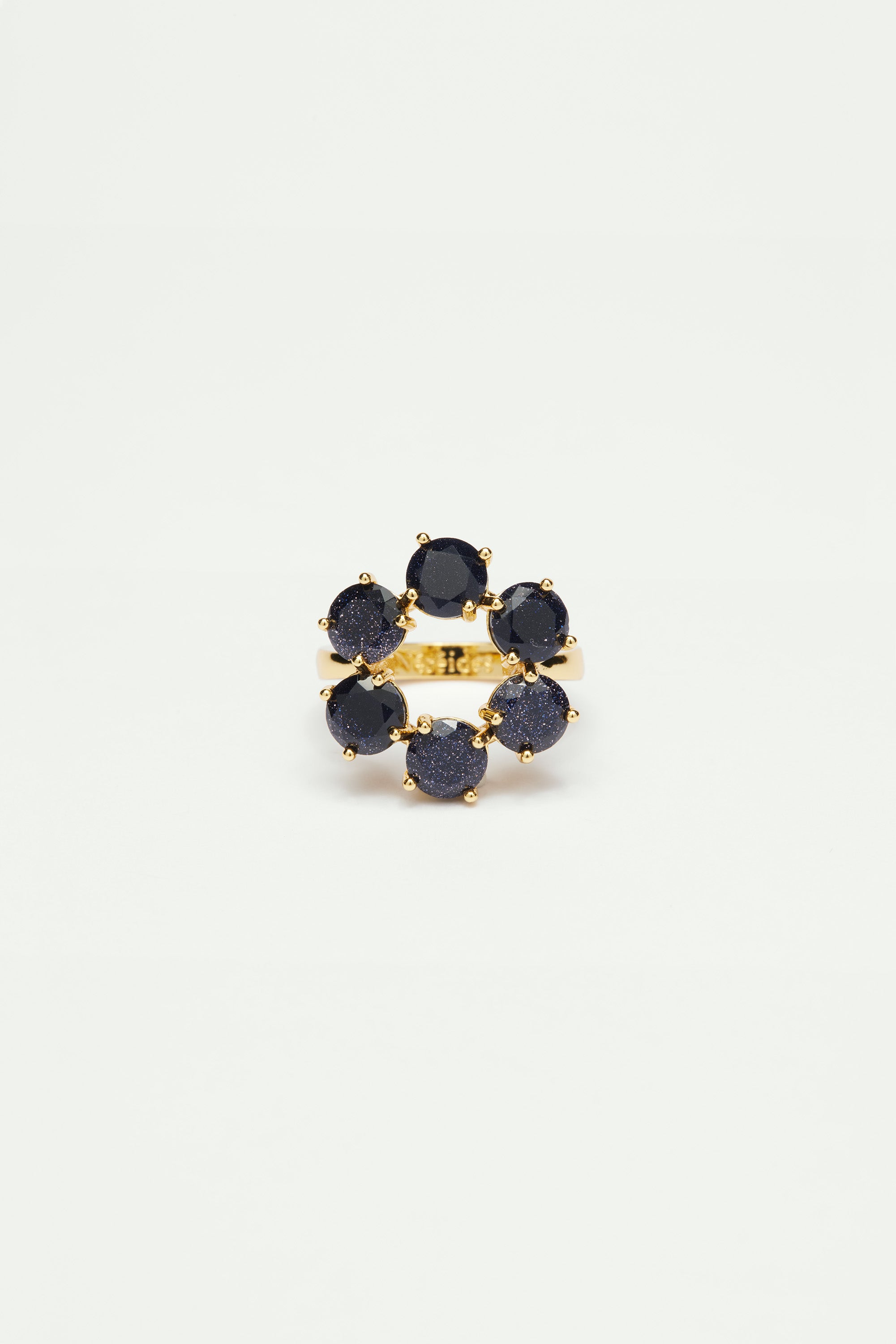 Deep Sparkling Blue 6 Stones La Diamantine Thin Ring