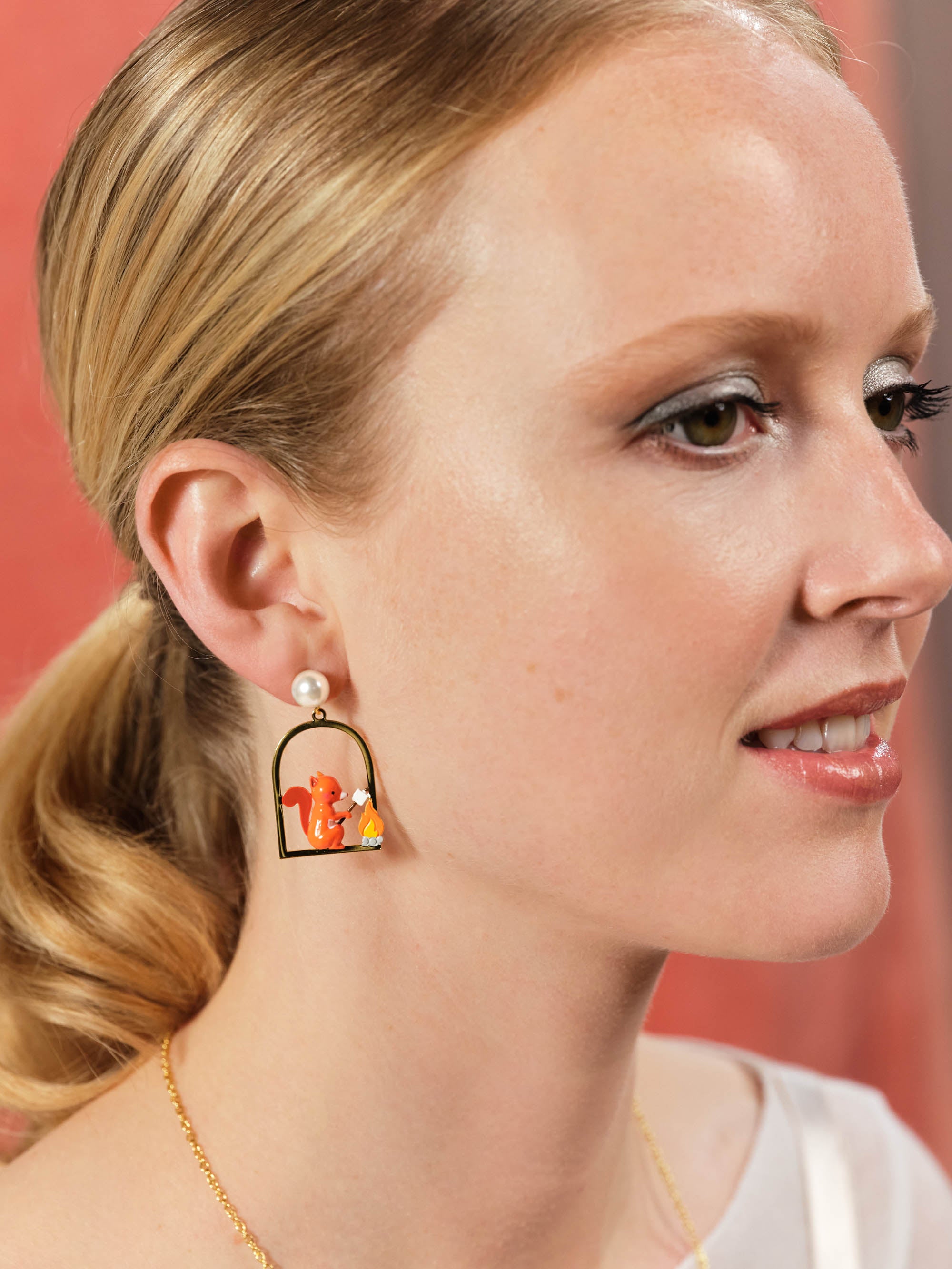 Squirrel, gnome and marshmallow clip-on earrings