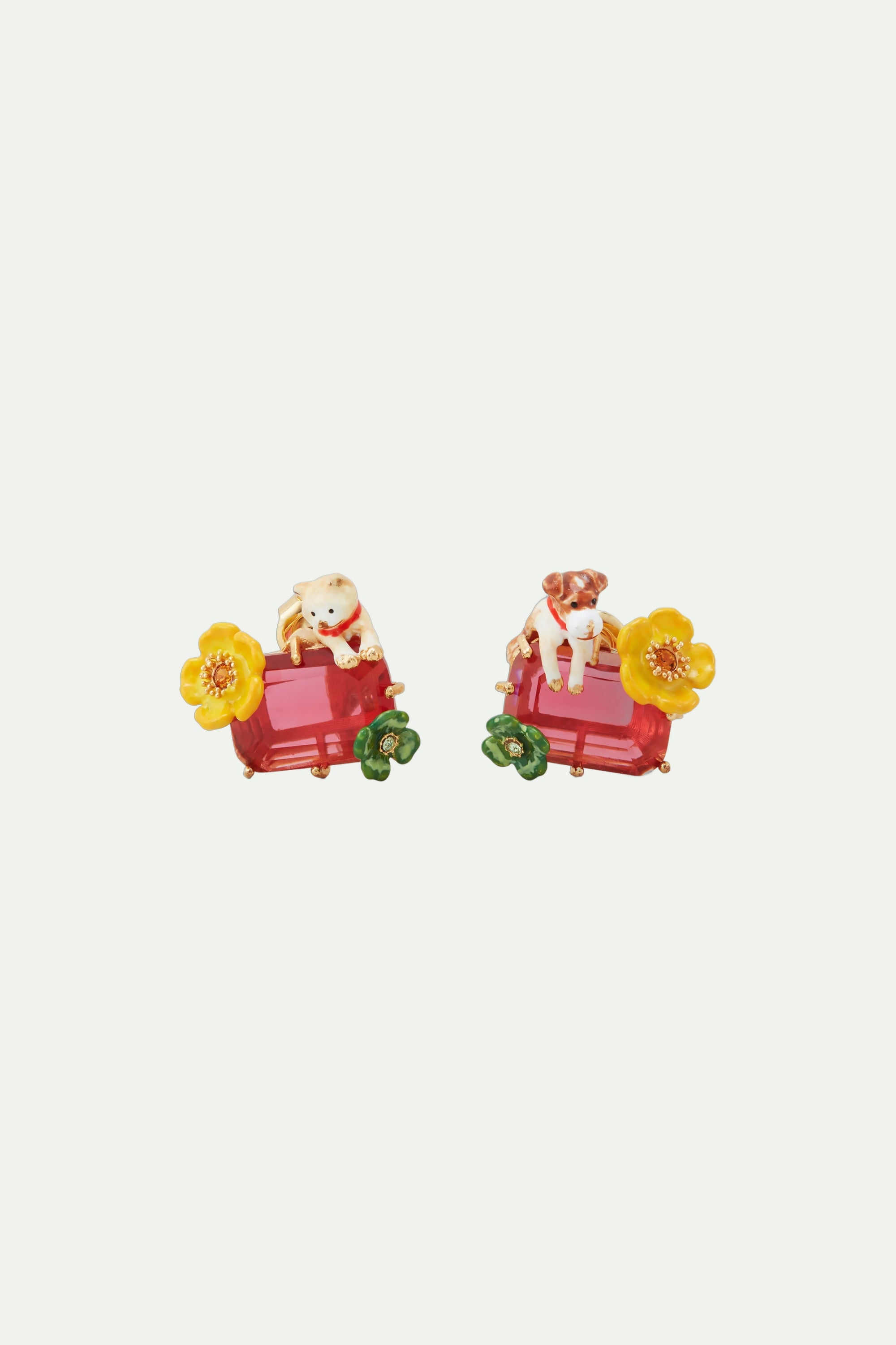 Cat and dog clip-on earrings