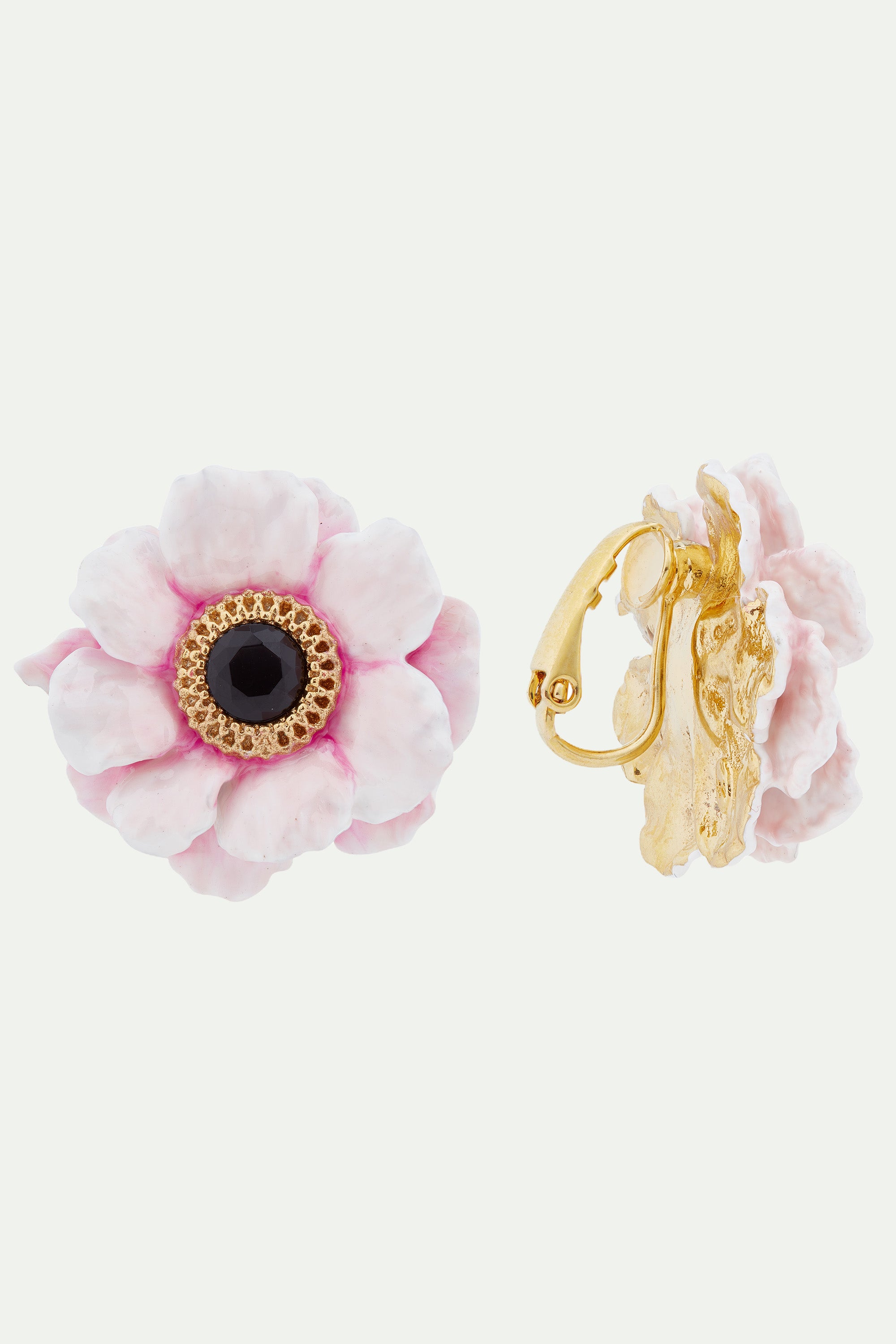 Pink peony post earrings