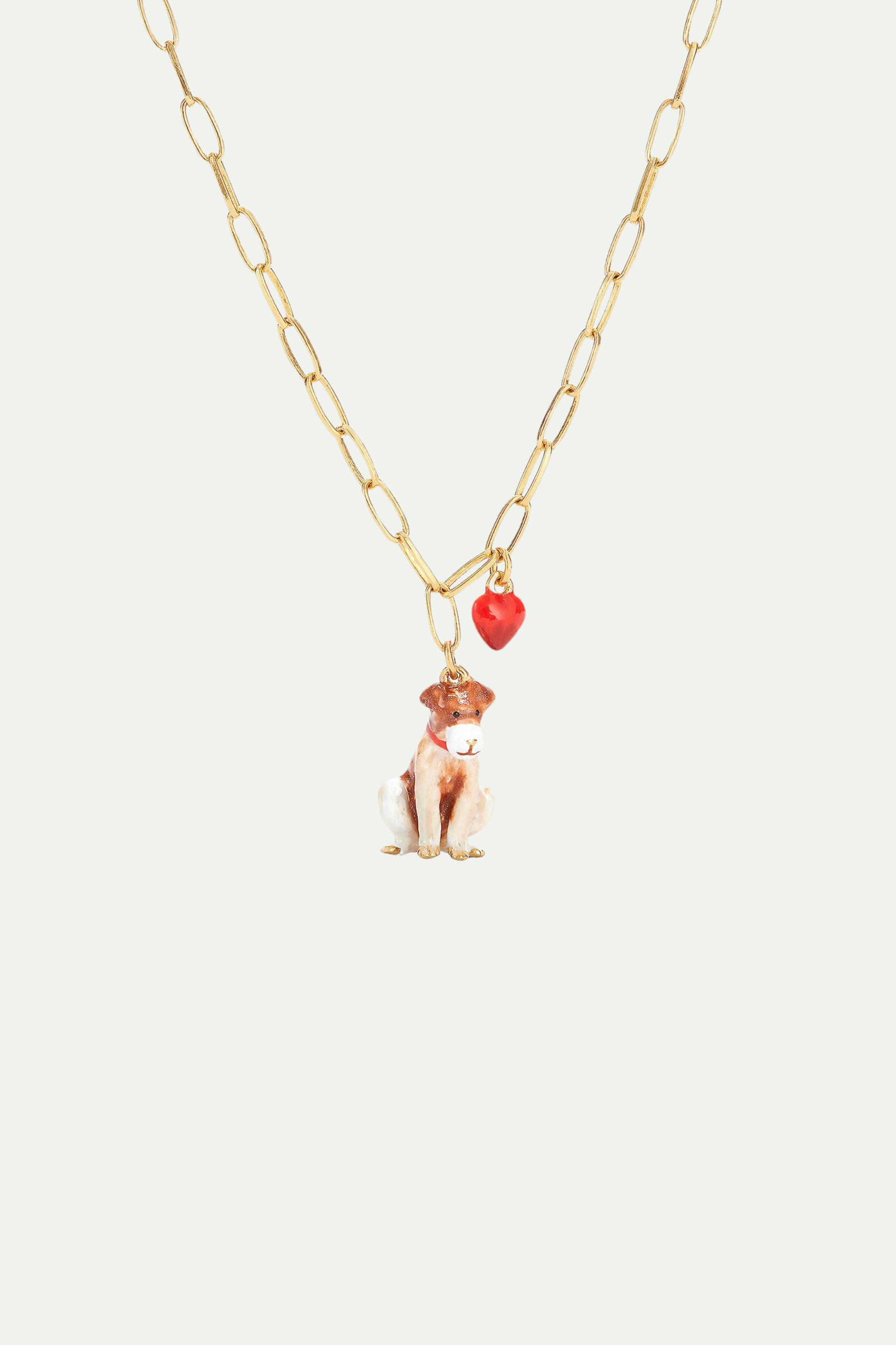 Dog and heart pendant necklace