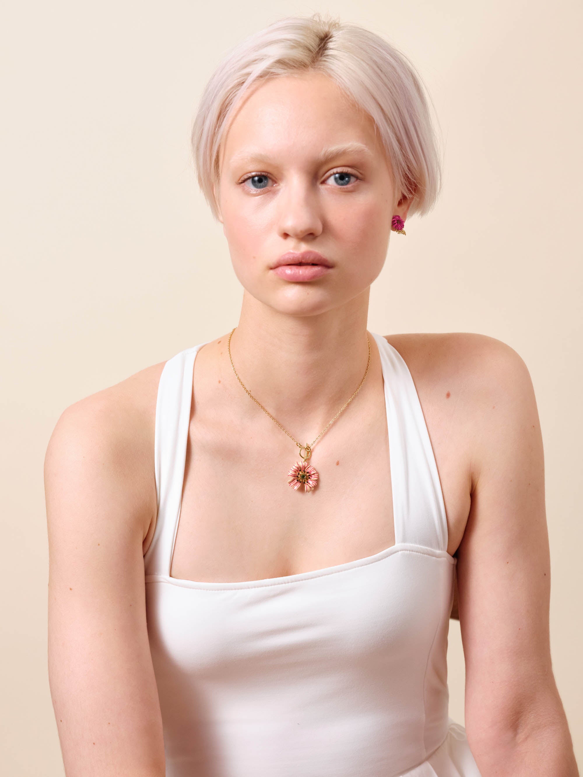 Cosmos flower pendant necklace