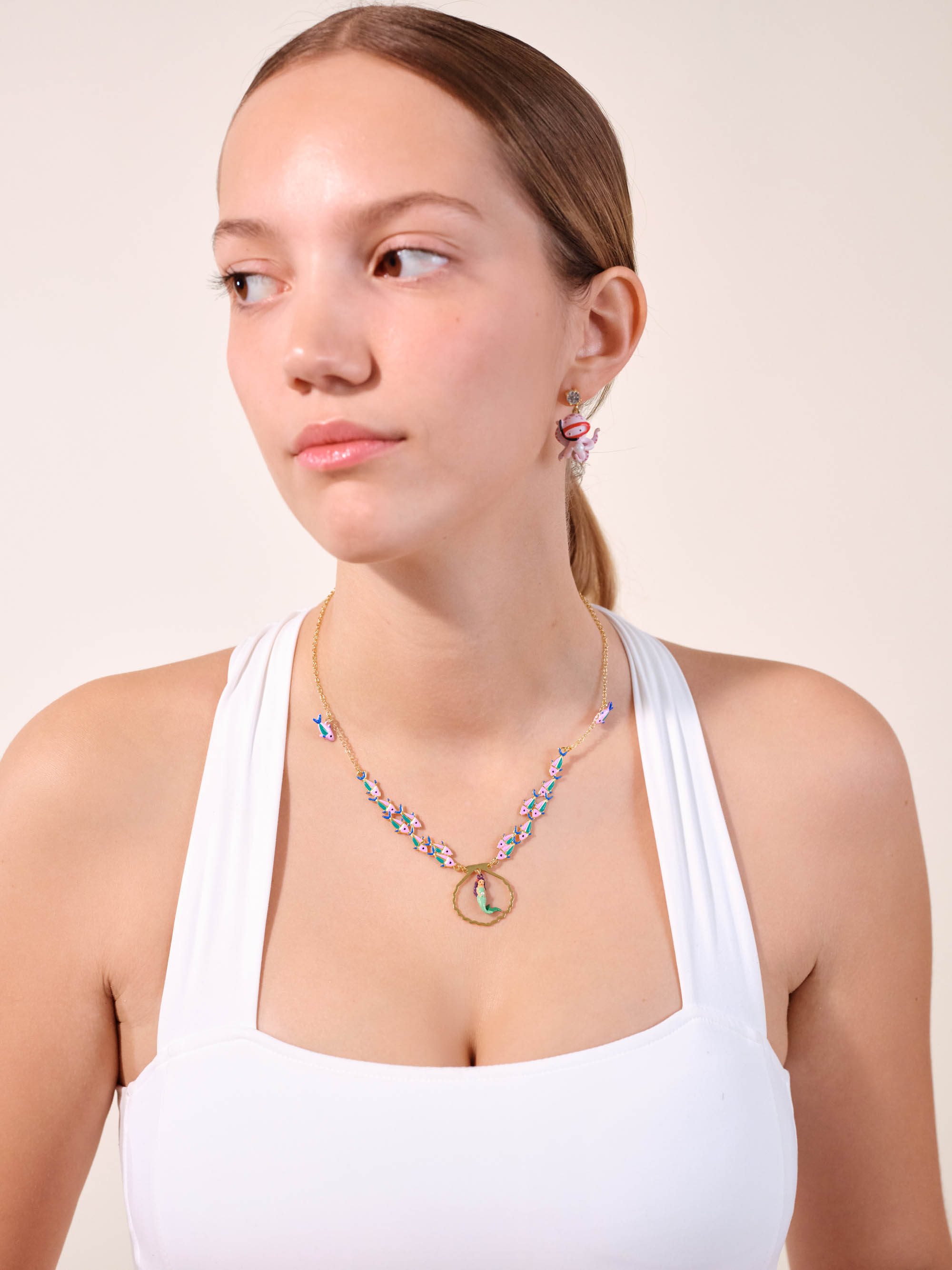 Mermaid and fish statement necklace