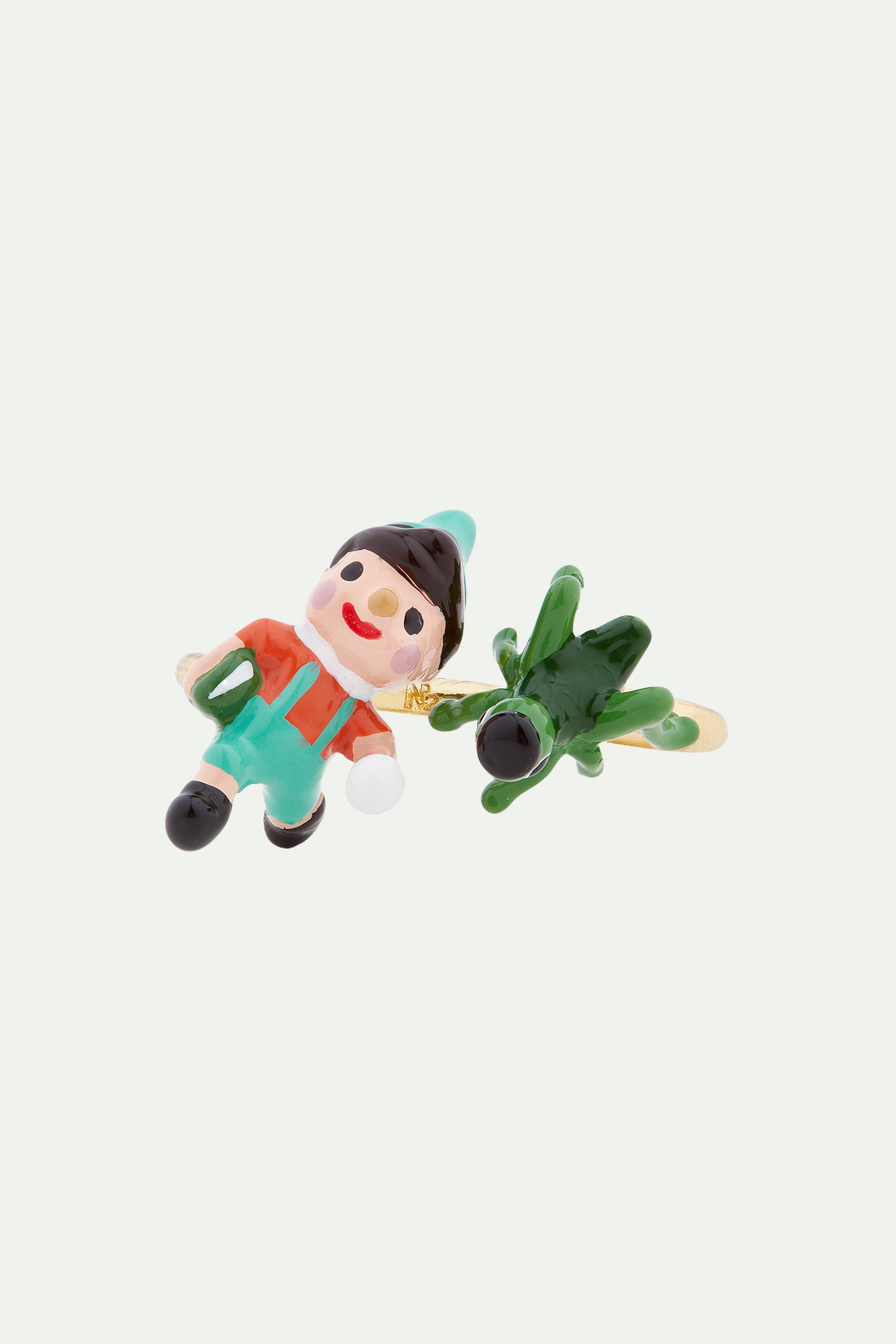 Pinocchio and cricket adjustable ring