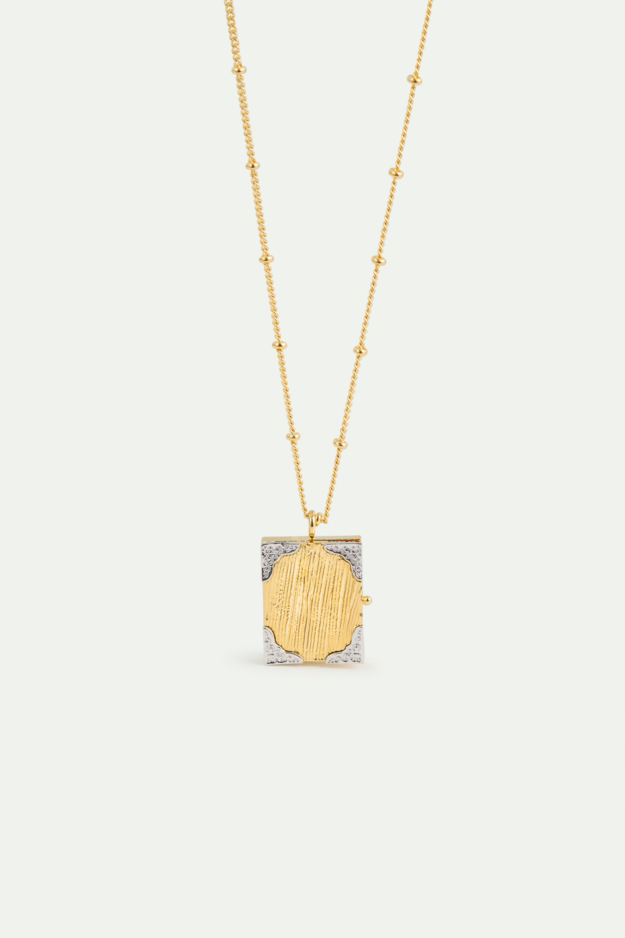 Golden art case pendant necklace