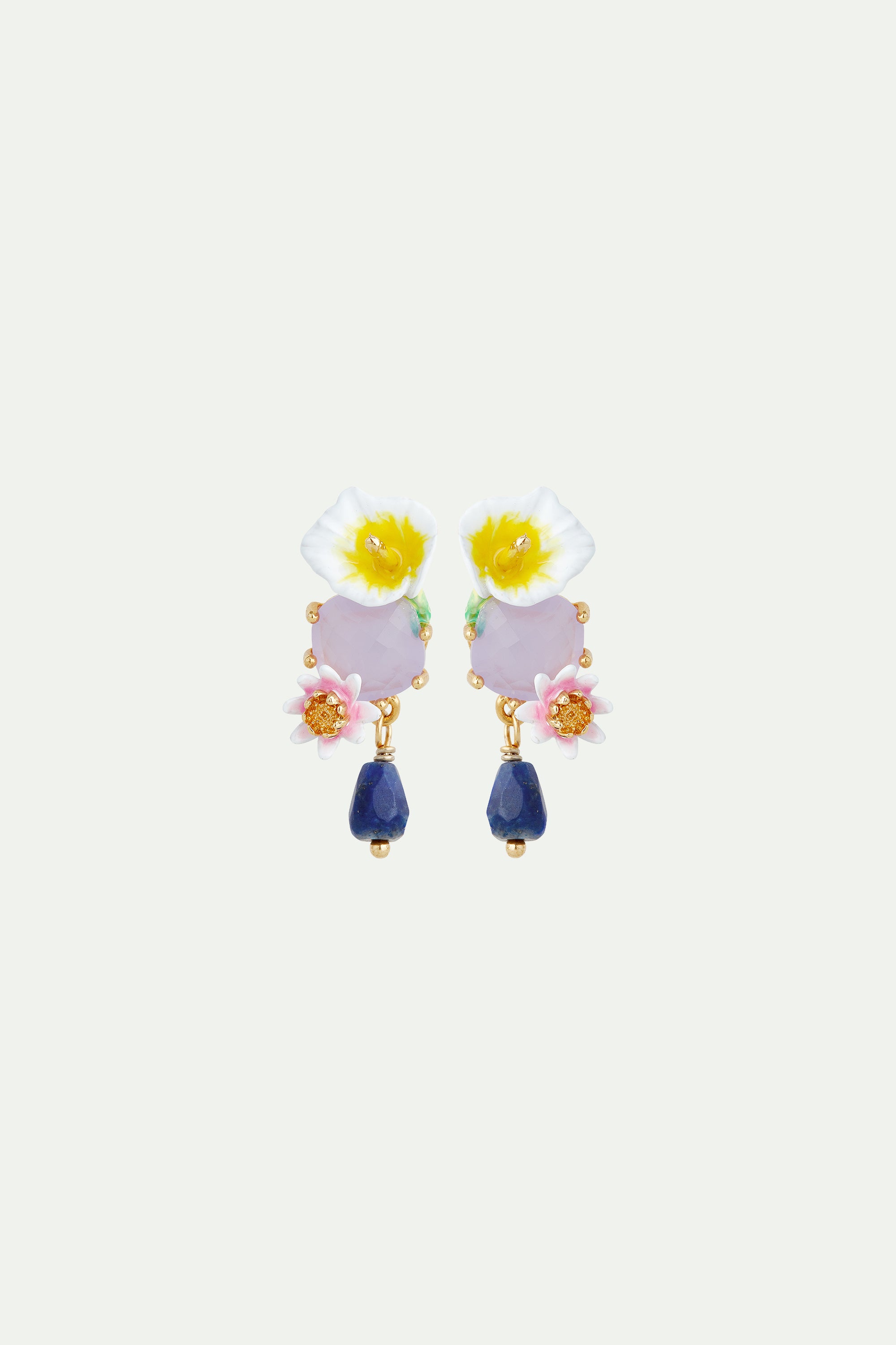 Bog arum and lapis lazuli clip-on earrings