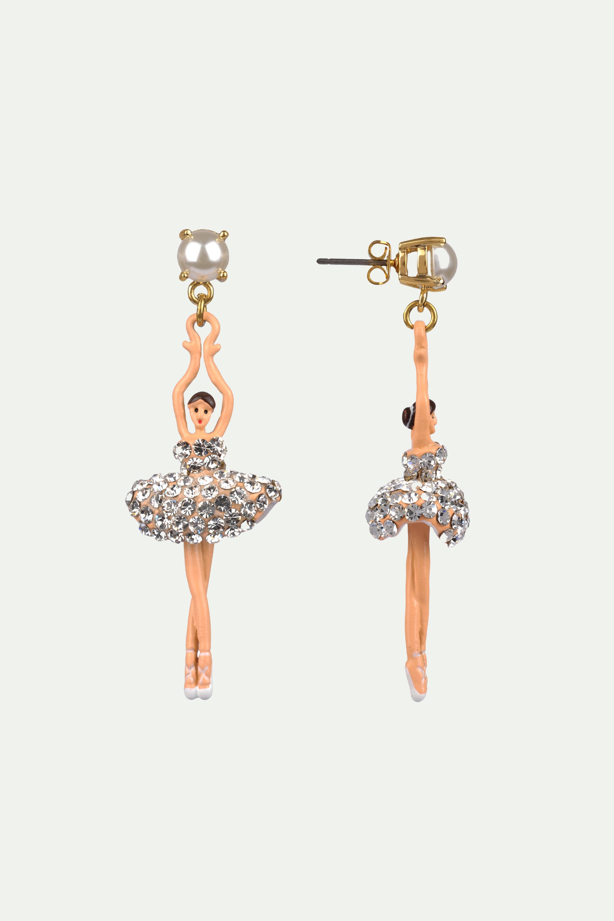 Clip on earrings with crystal toe-dancing ballerinas
