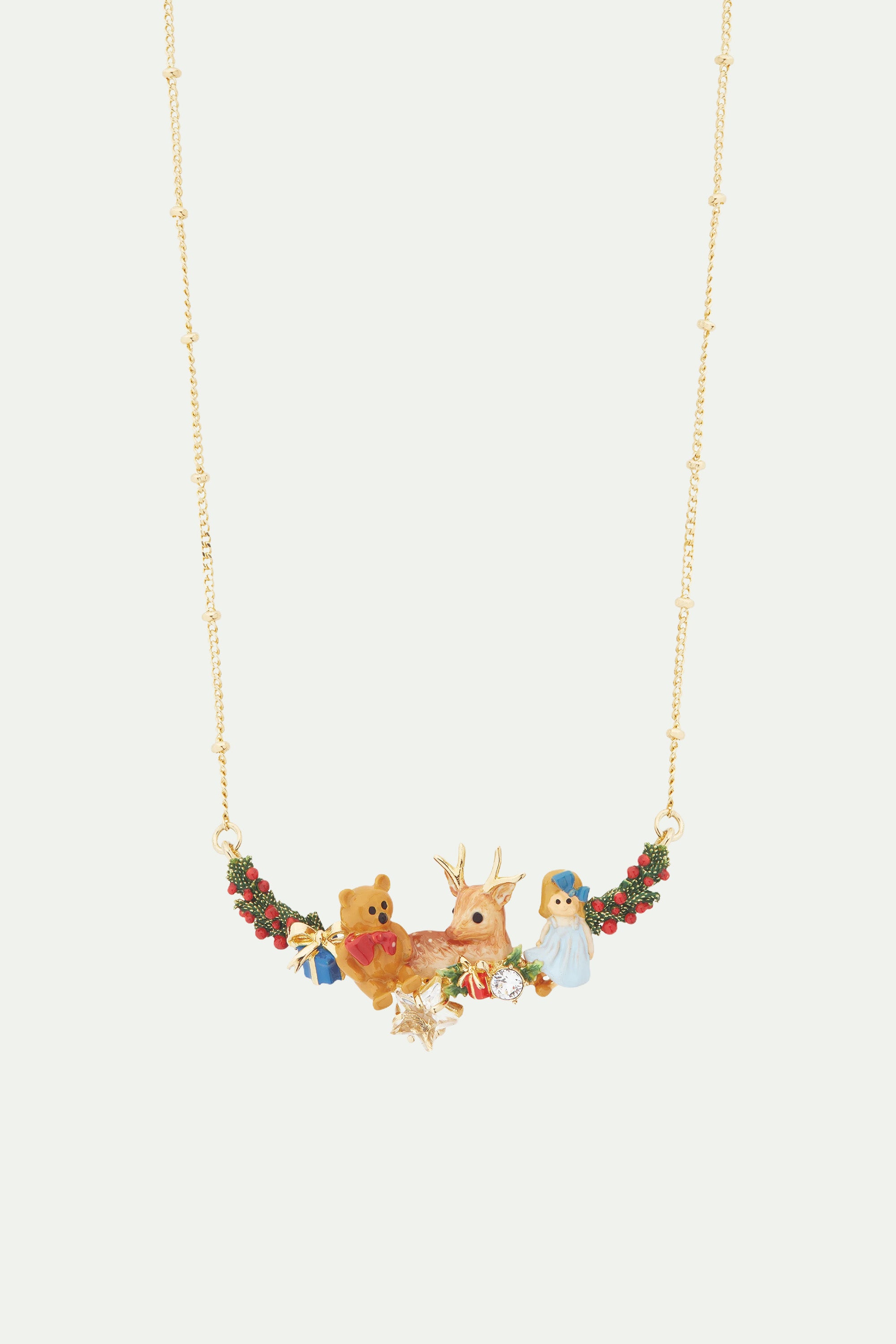 Fawn and christmas gift statement necklace