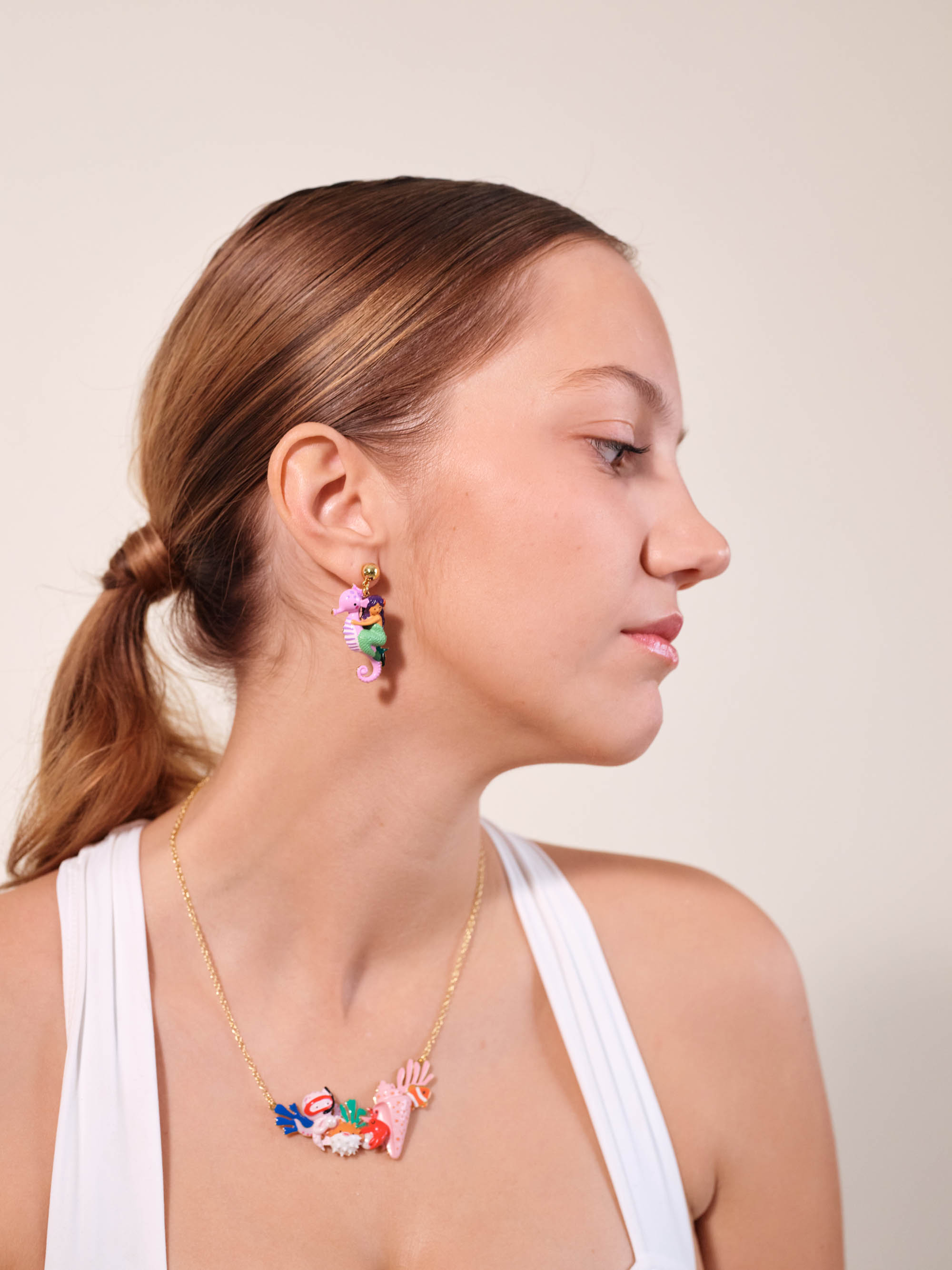 Mermaid and seahorse earrings