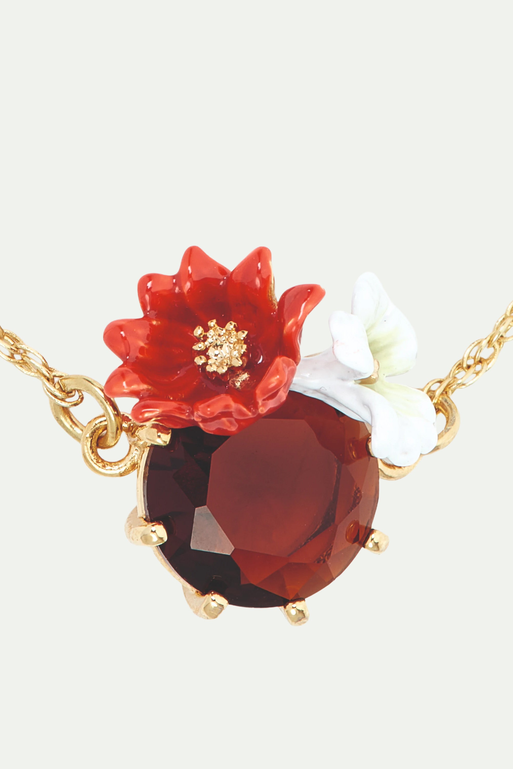 Flowers and round faceted glass stone fine bracelet