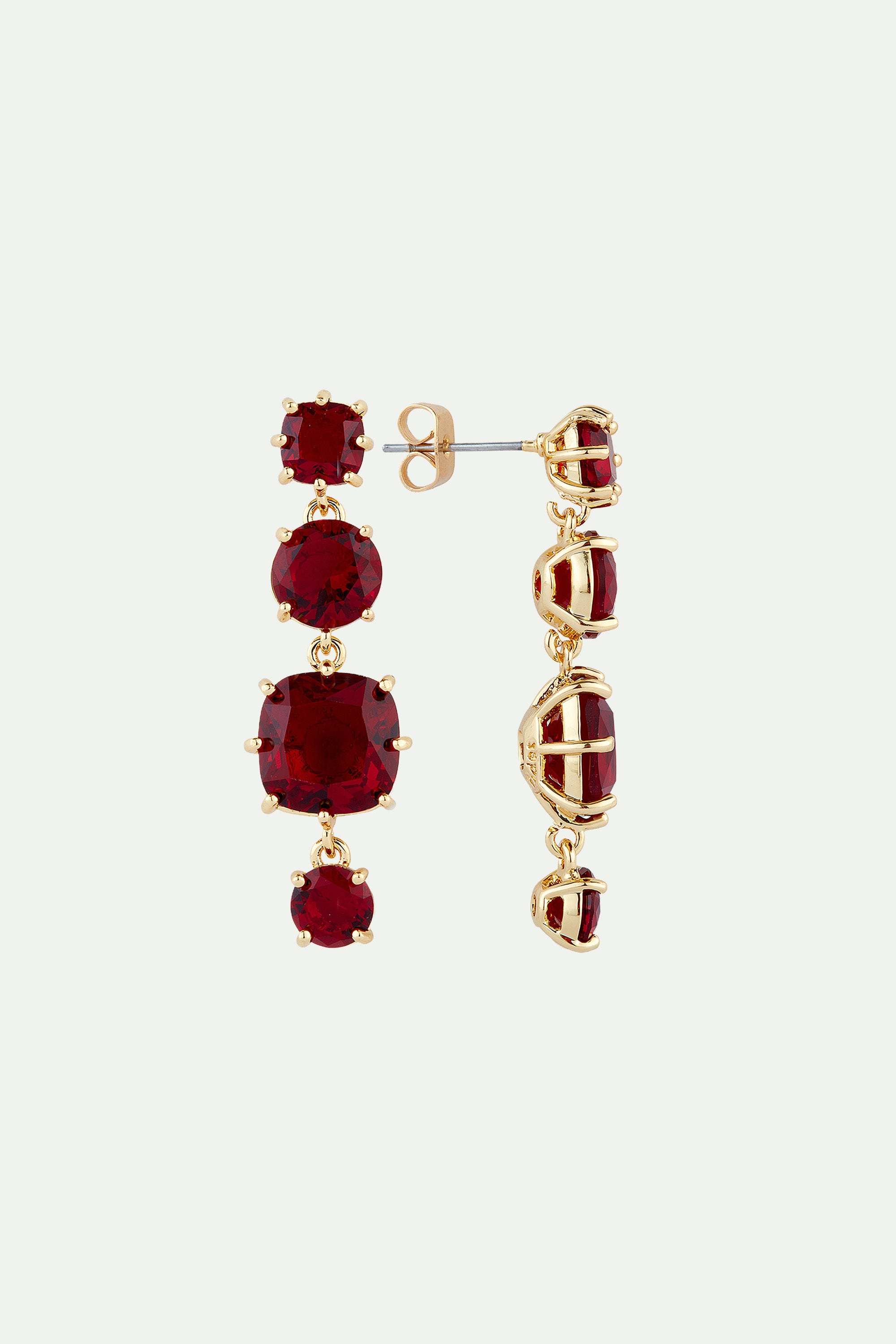 Garnet red diamantine 4 Stone clip-on earrings