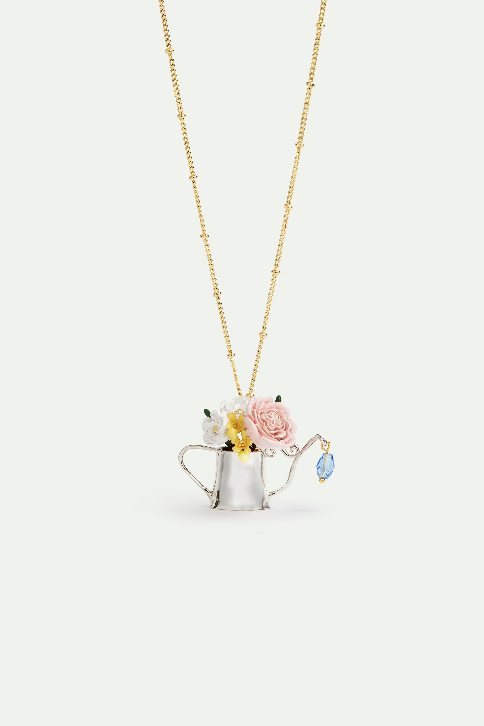 Watering can and flower fine necklace