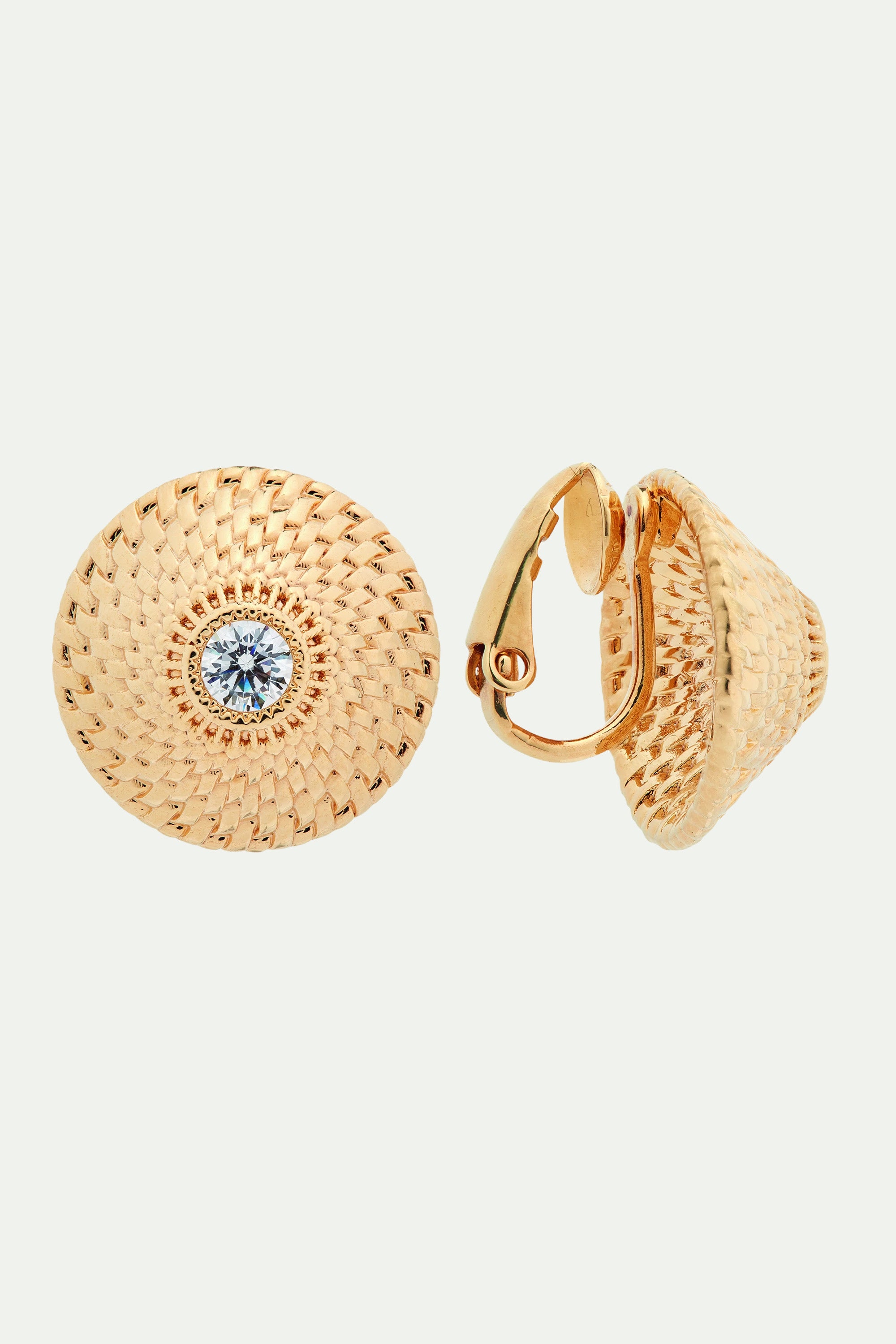 Wickerwork disc post earrings