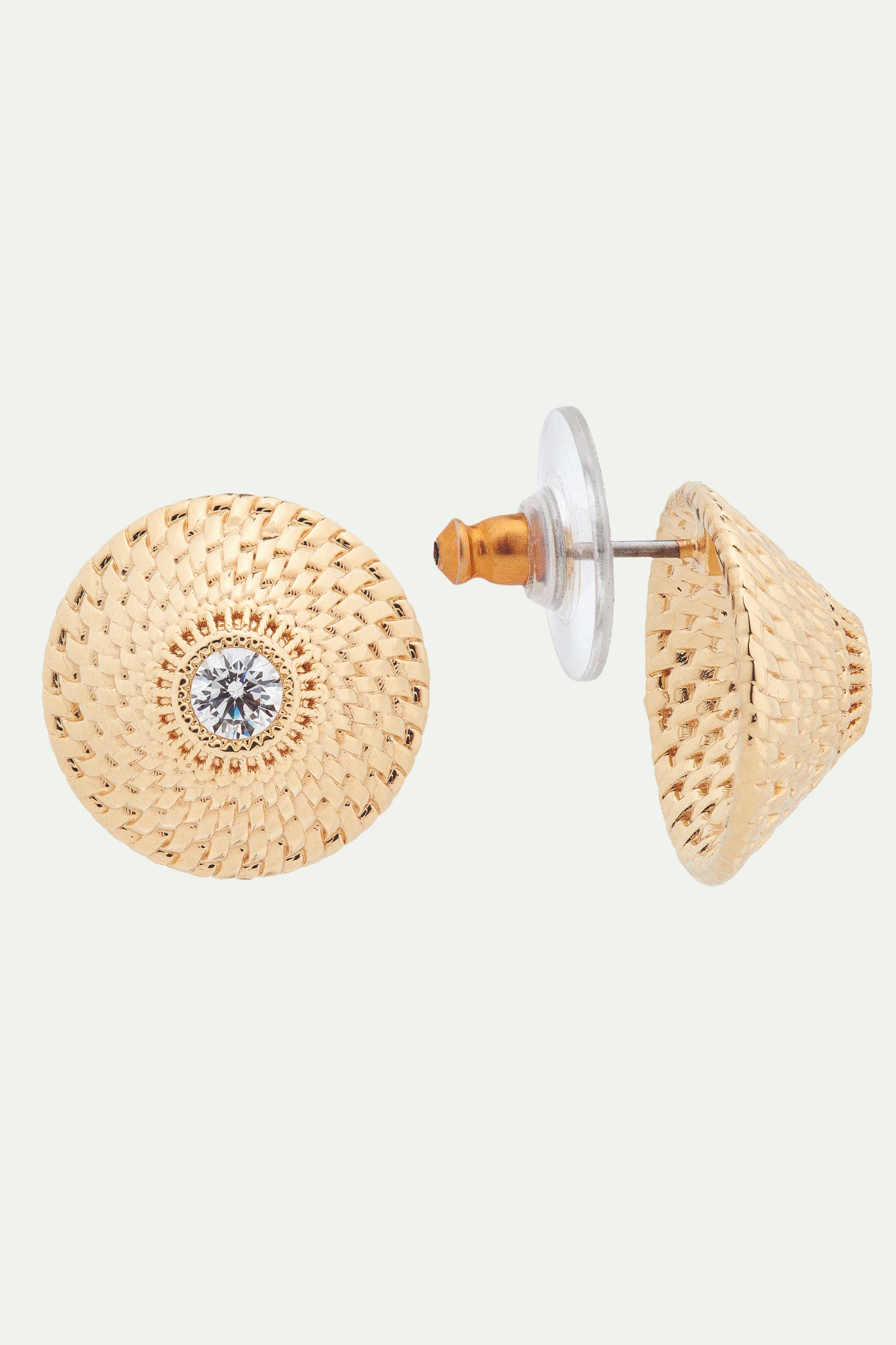 Wickerwork disc post earrings