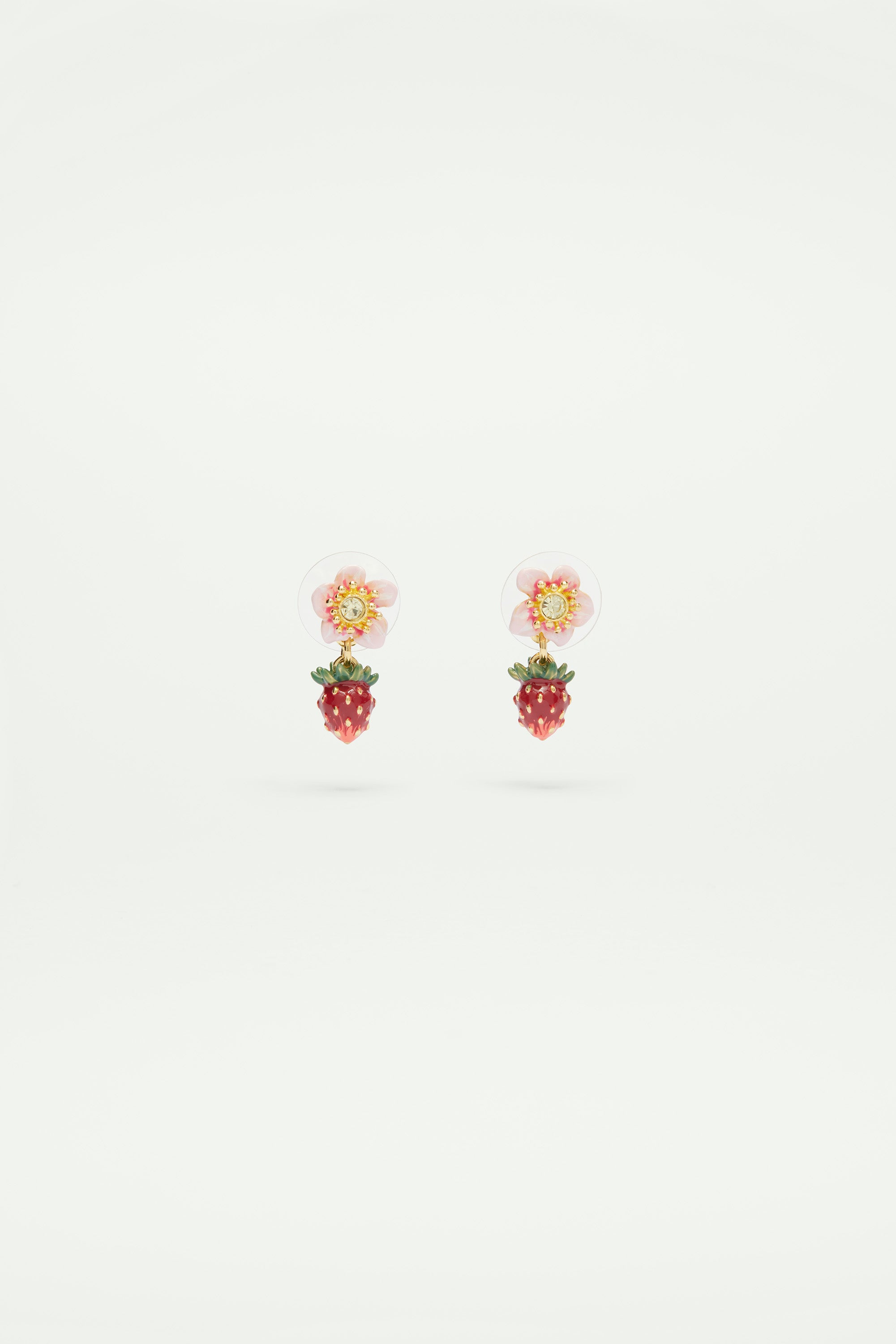 Wild strawberry and rose post earrings