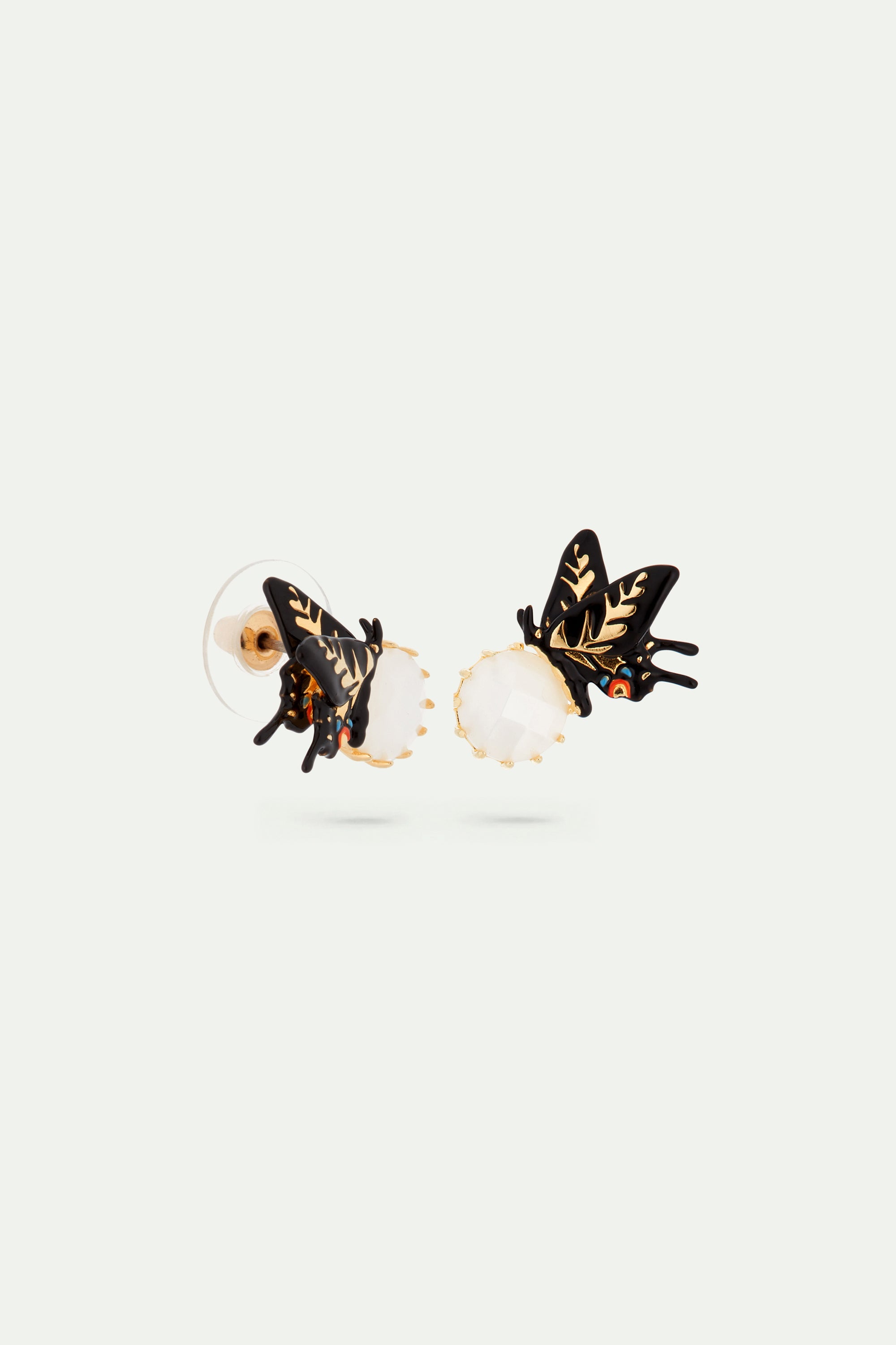 Butterfly and faceted glass Post earrings