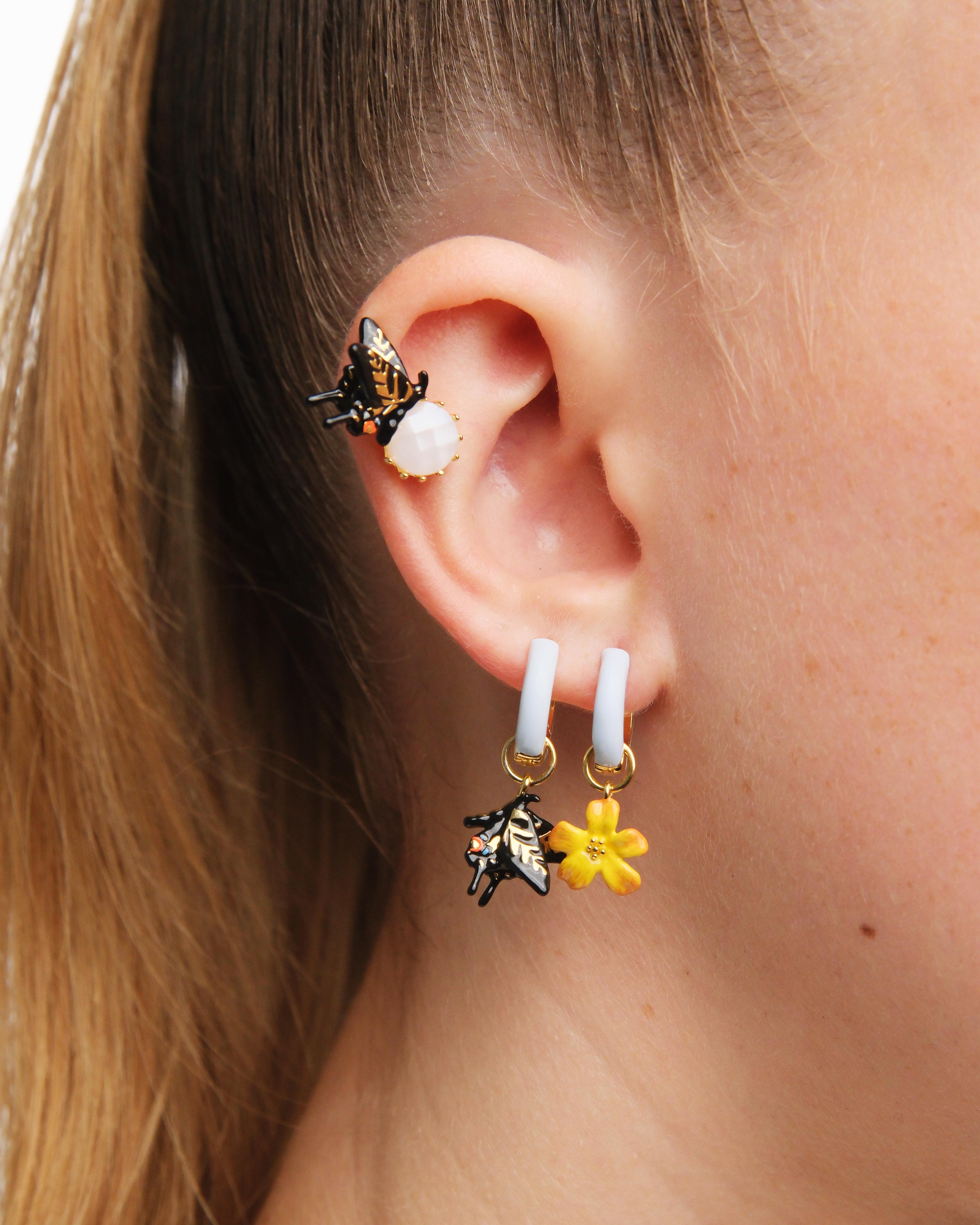 Butterfly and faceted glass Post earrings