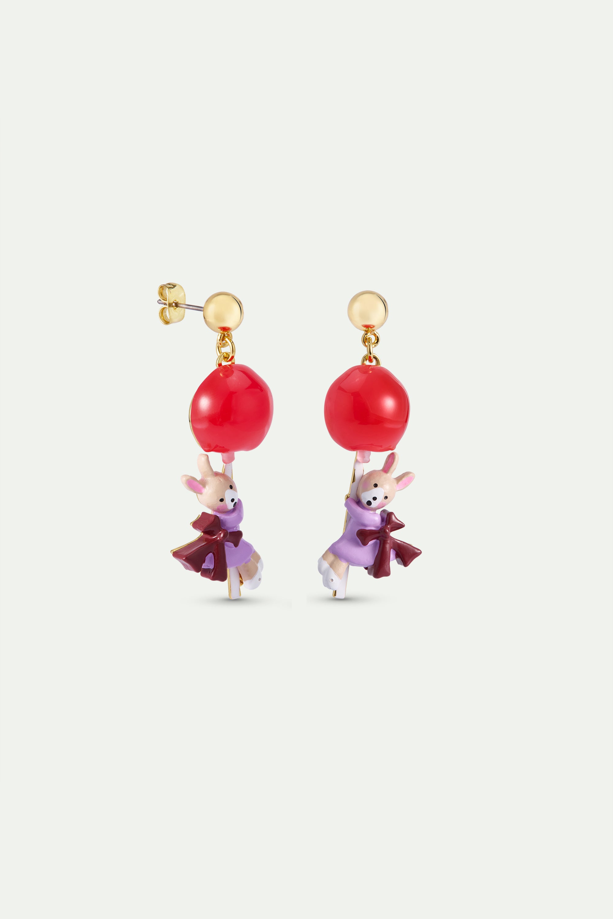 Rabbit Gretel and red lollipop earrings