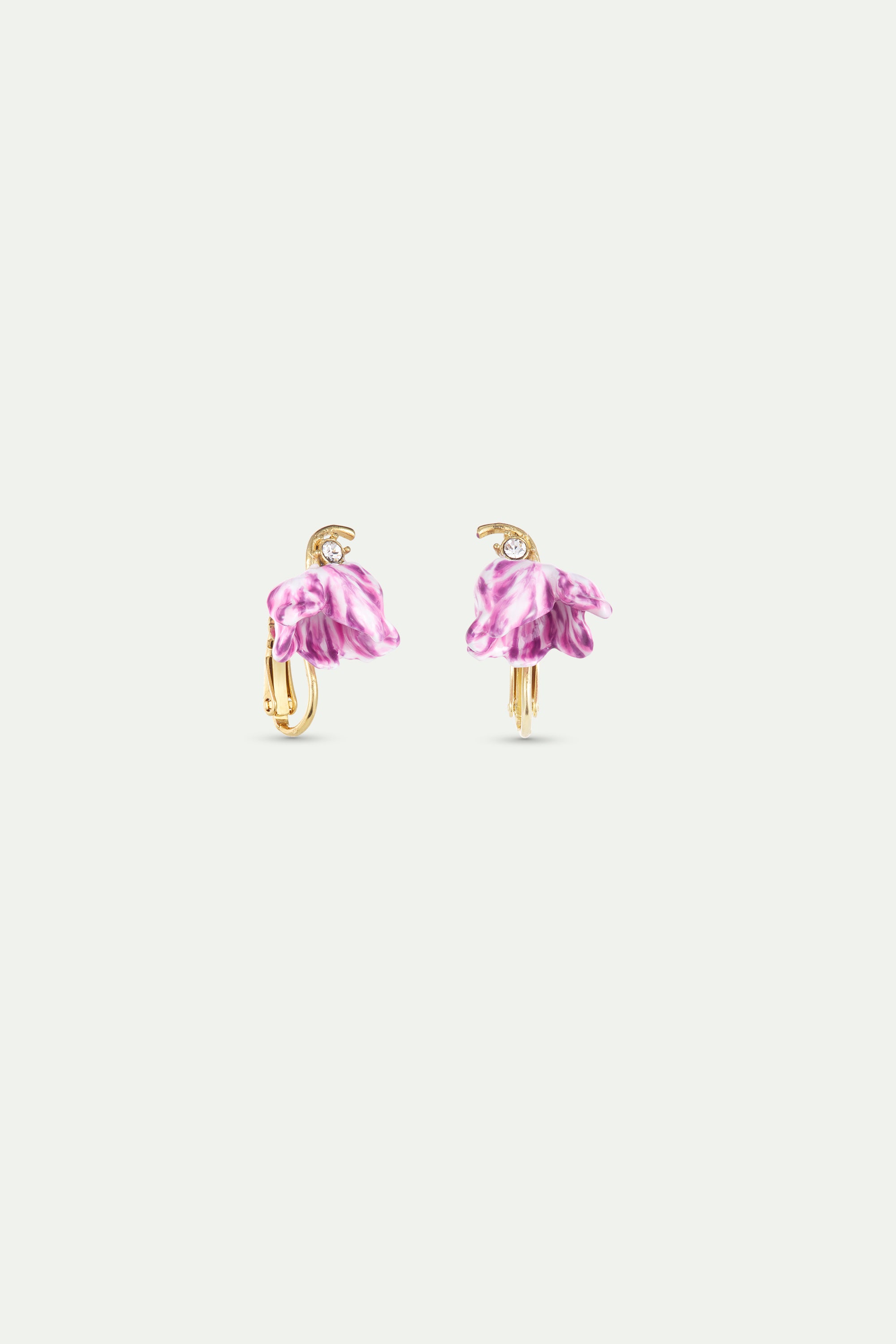 Purple tulip and crystal earrings