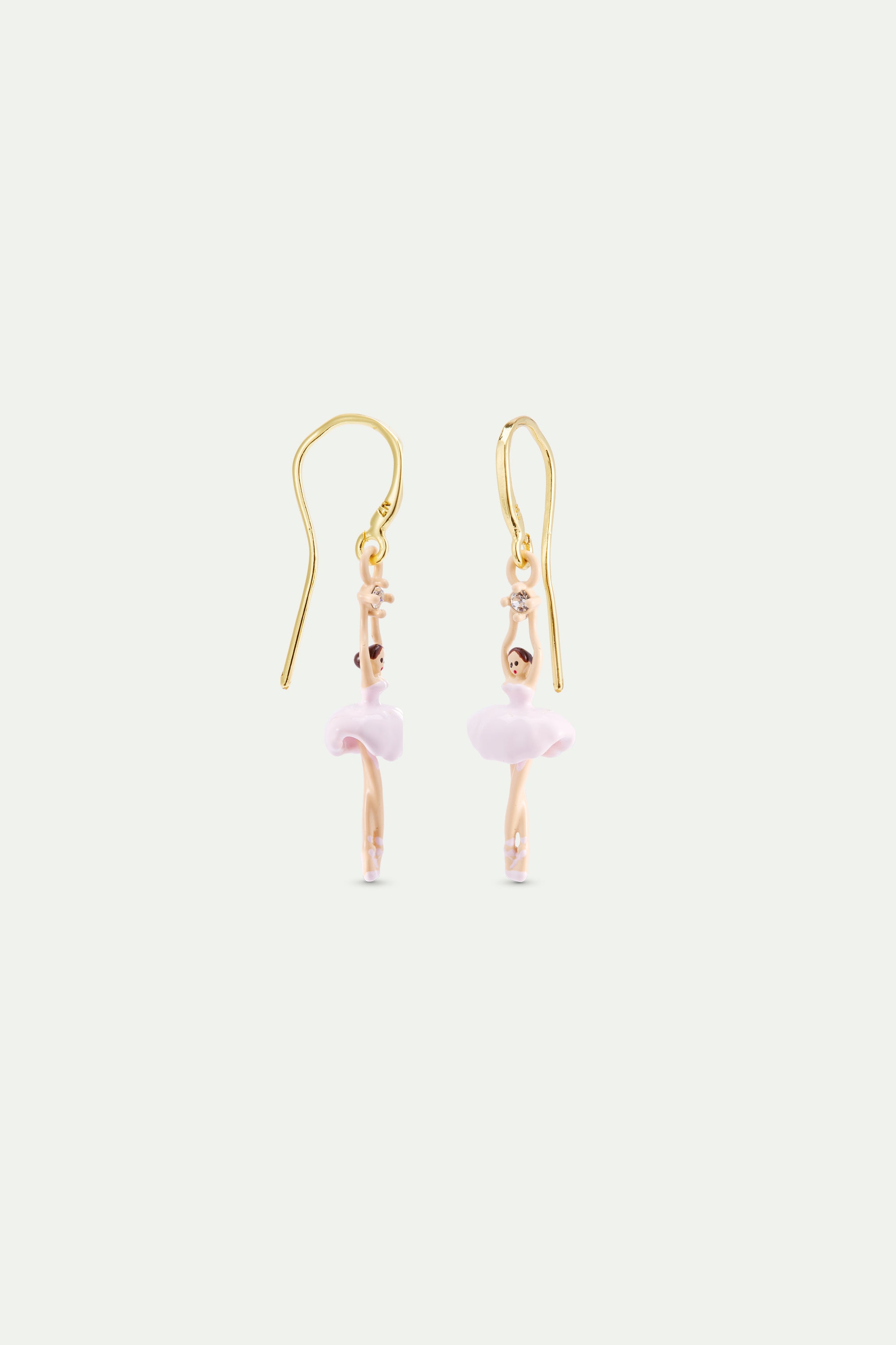 Light pink ballerina and crystal hook earrings