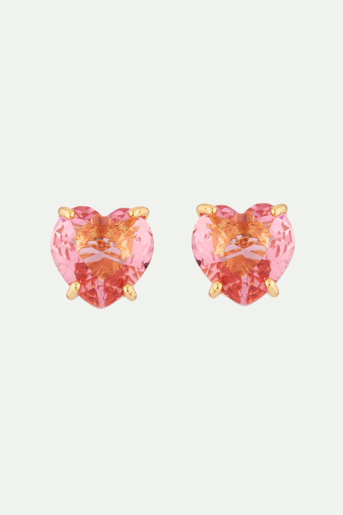 Pink peach heart shaped stone La Diamantine Multicoloured stud earrings