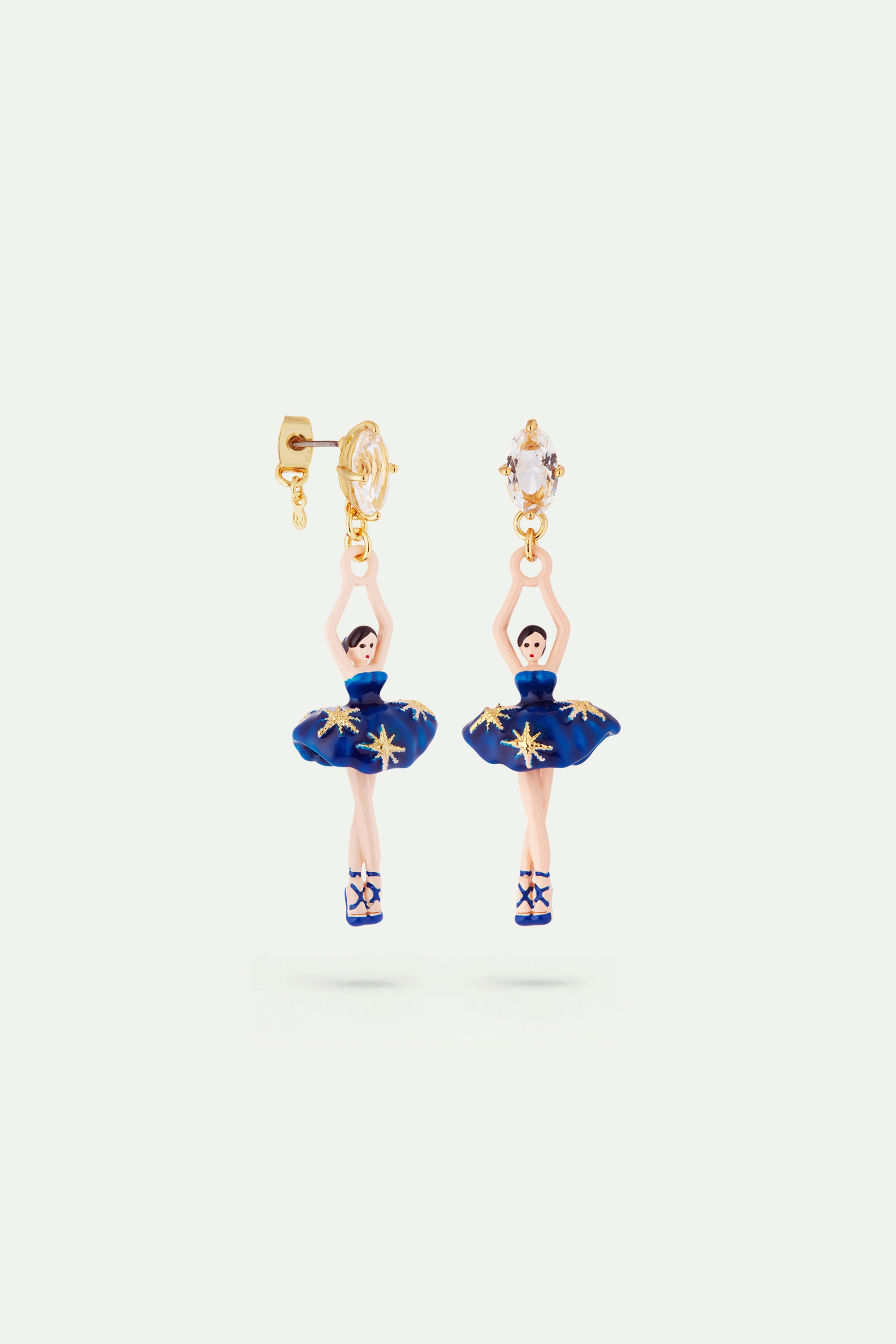 Midnight blue ballerina tutu and gold stars earrings