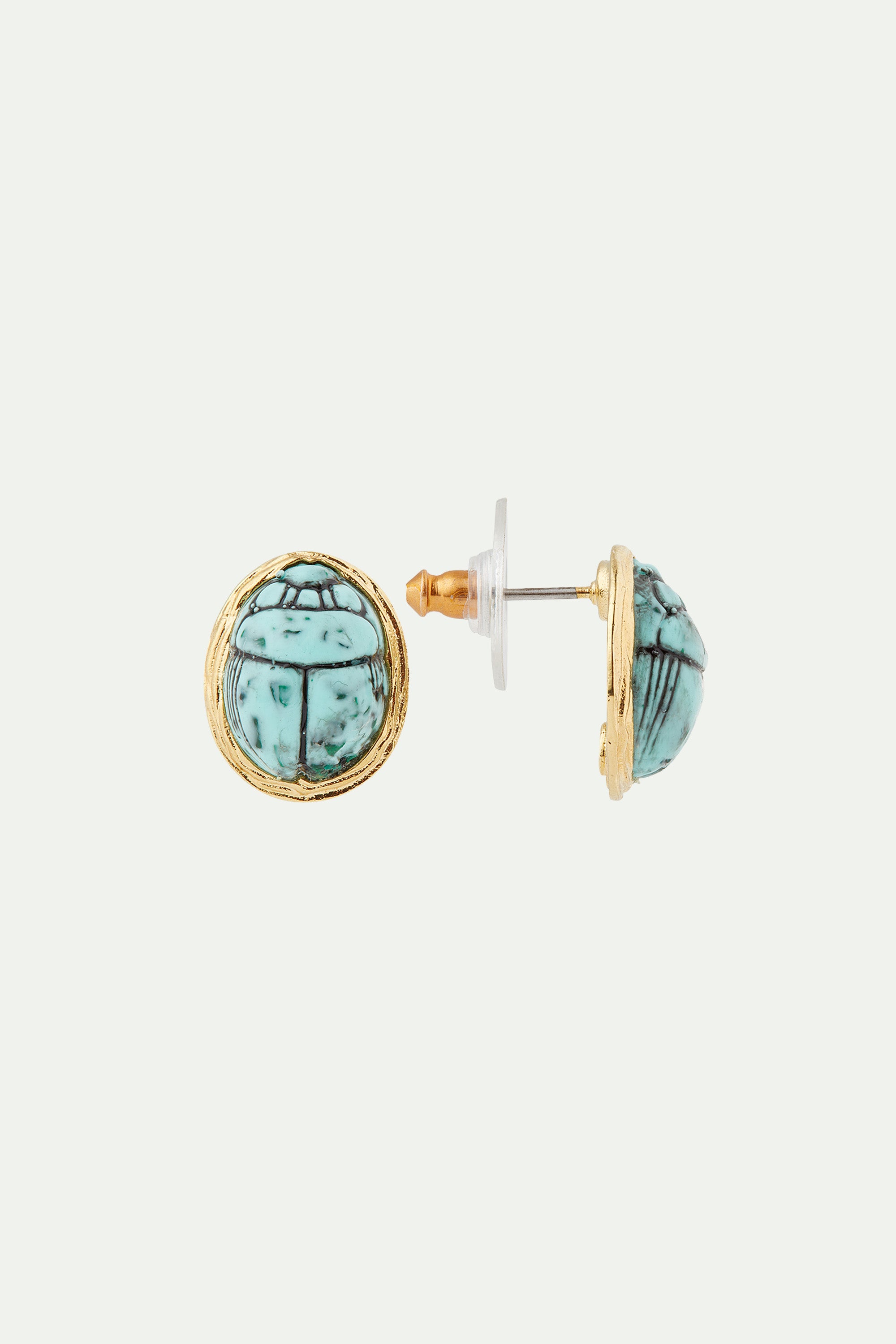 Turquoise scarab beetle clip-on earrings