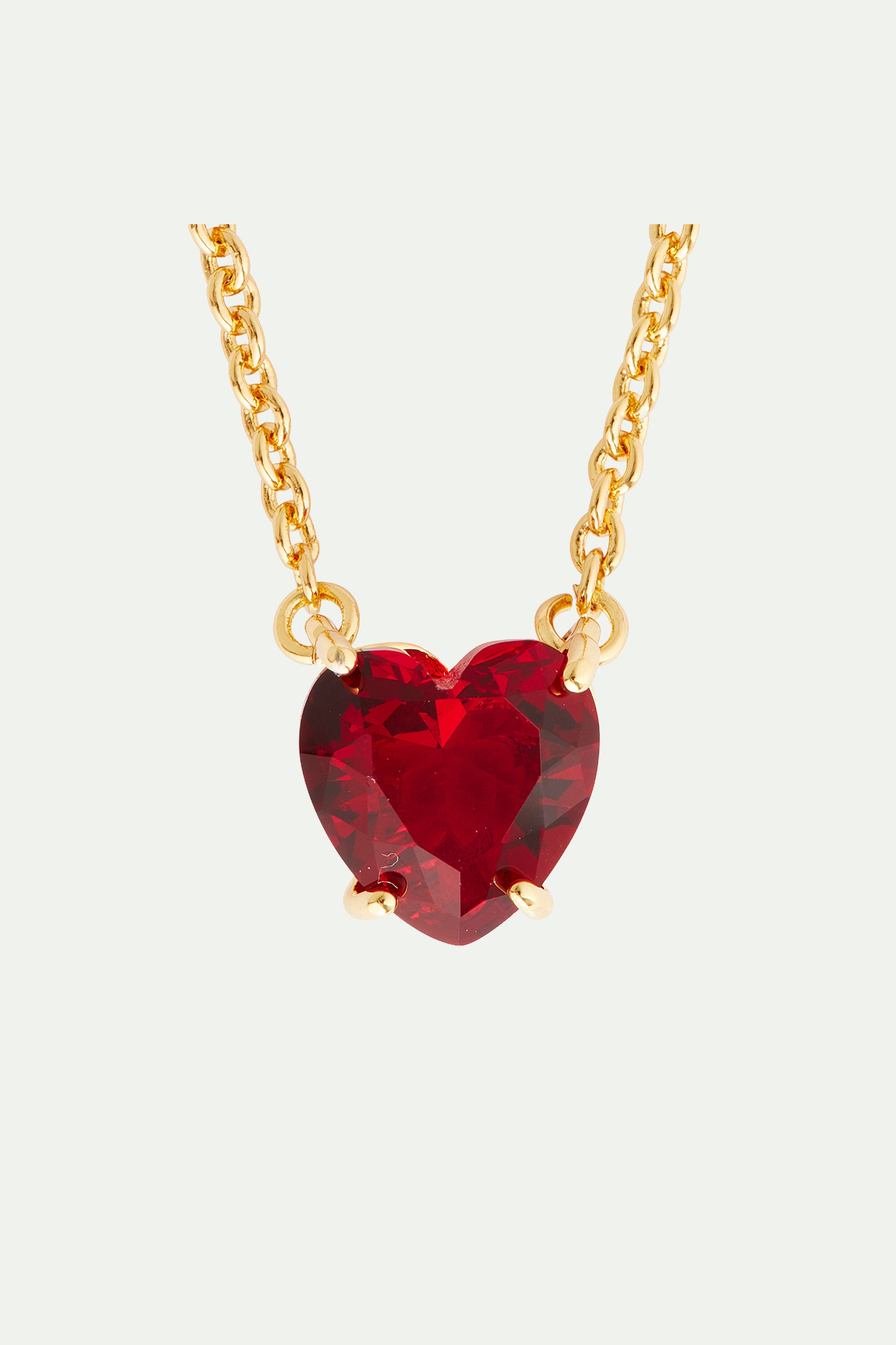 Garnet red diamantine Heart pendant necklace