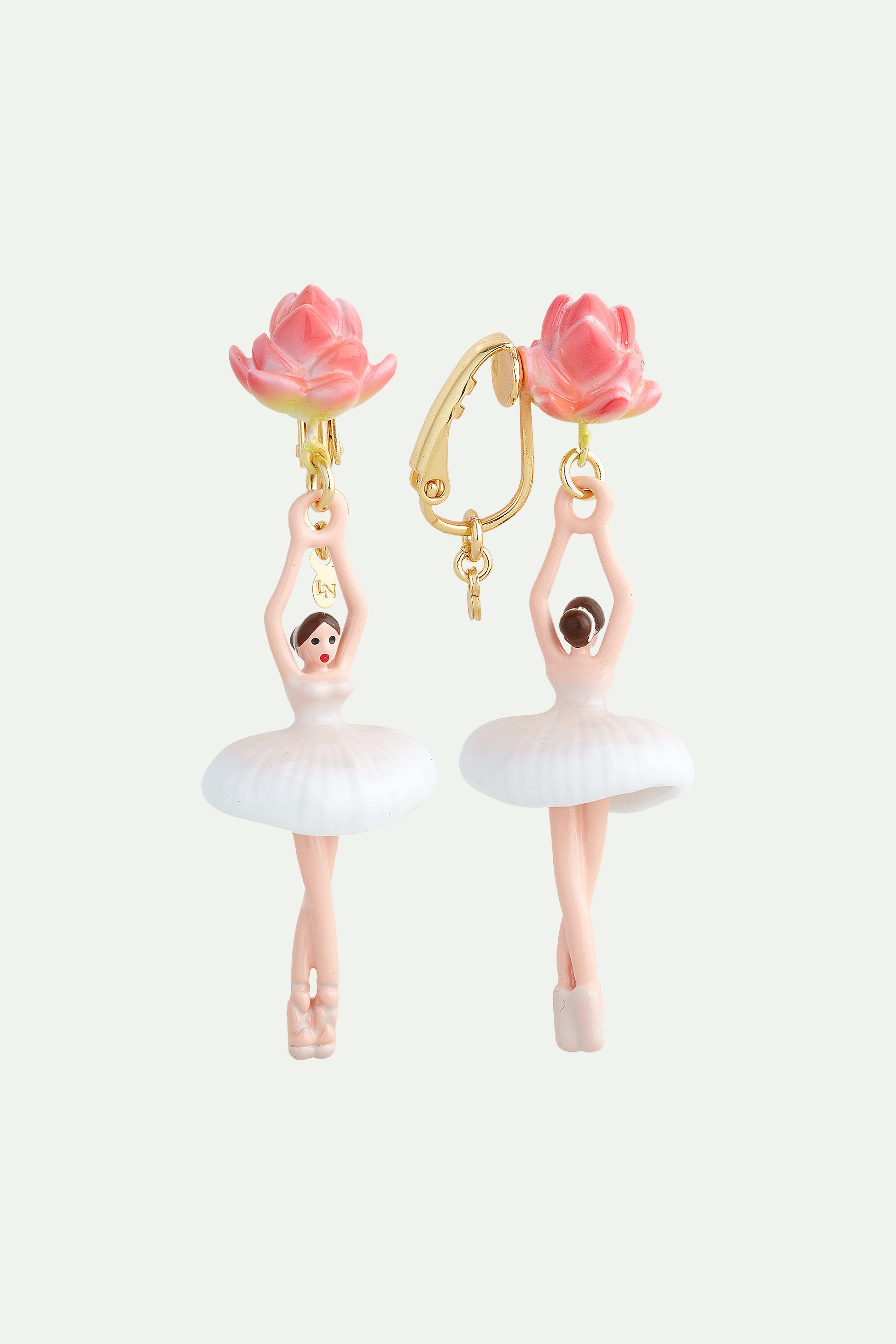 Lotus flower ballerina post earrings