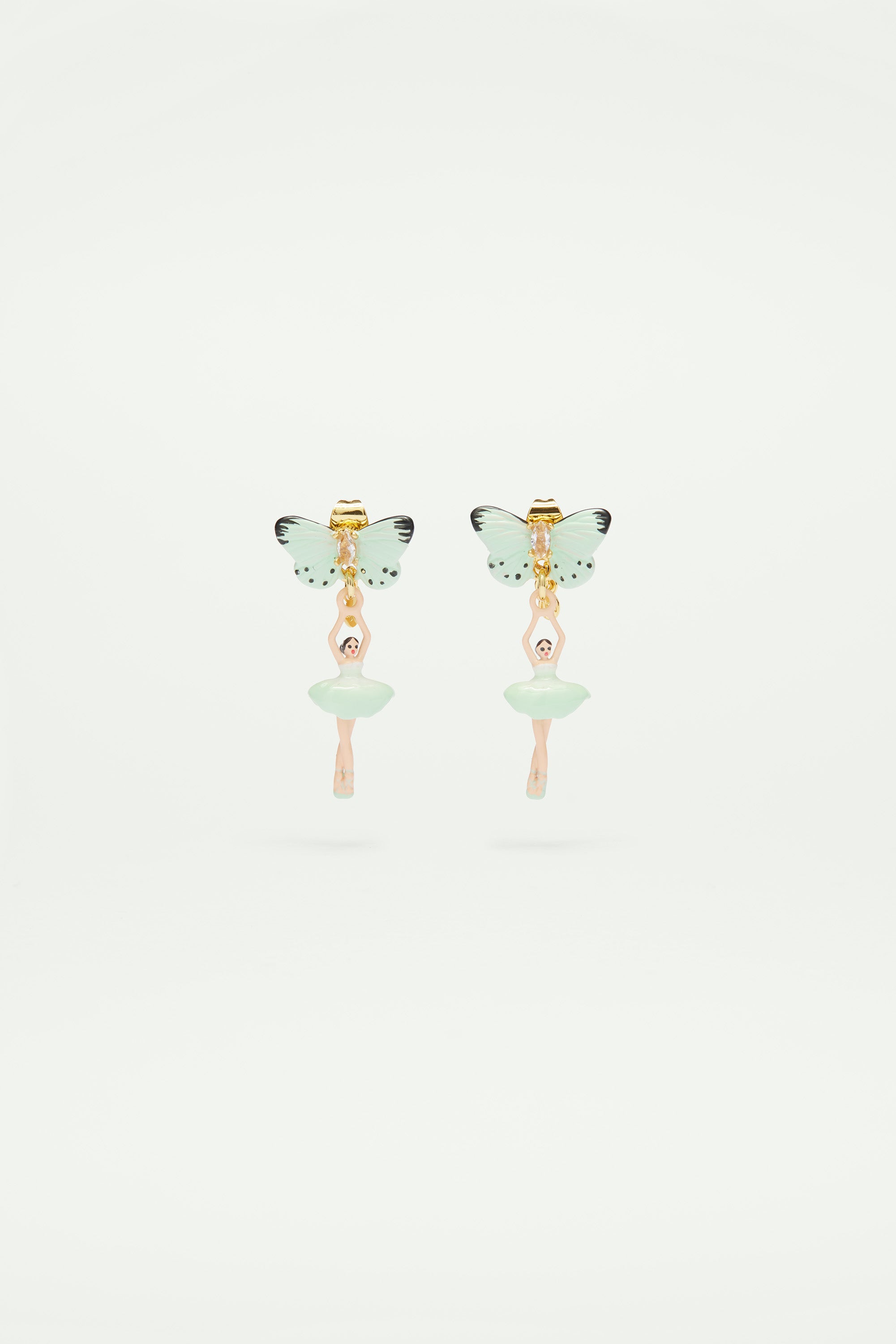 Mini pas de deux and aqua green butterfly earrings