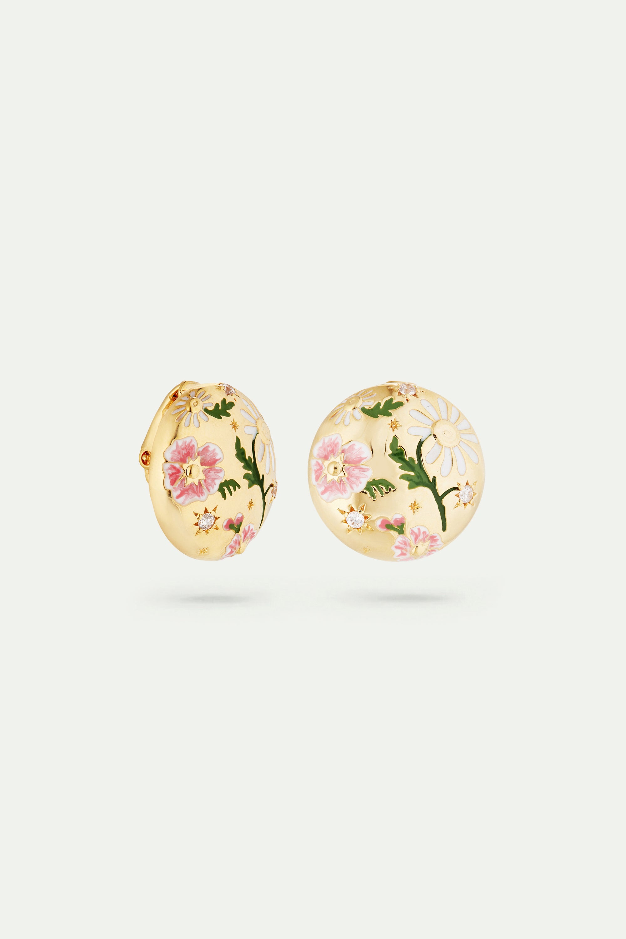 Daisy and pansy flower clip-on earrings