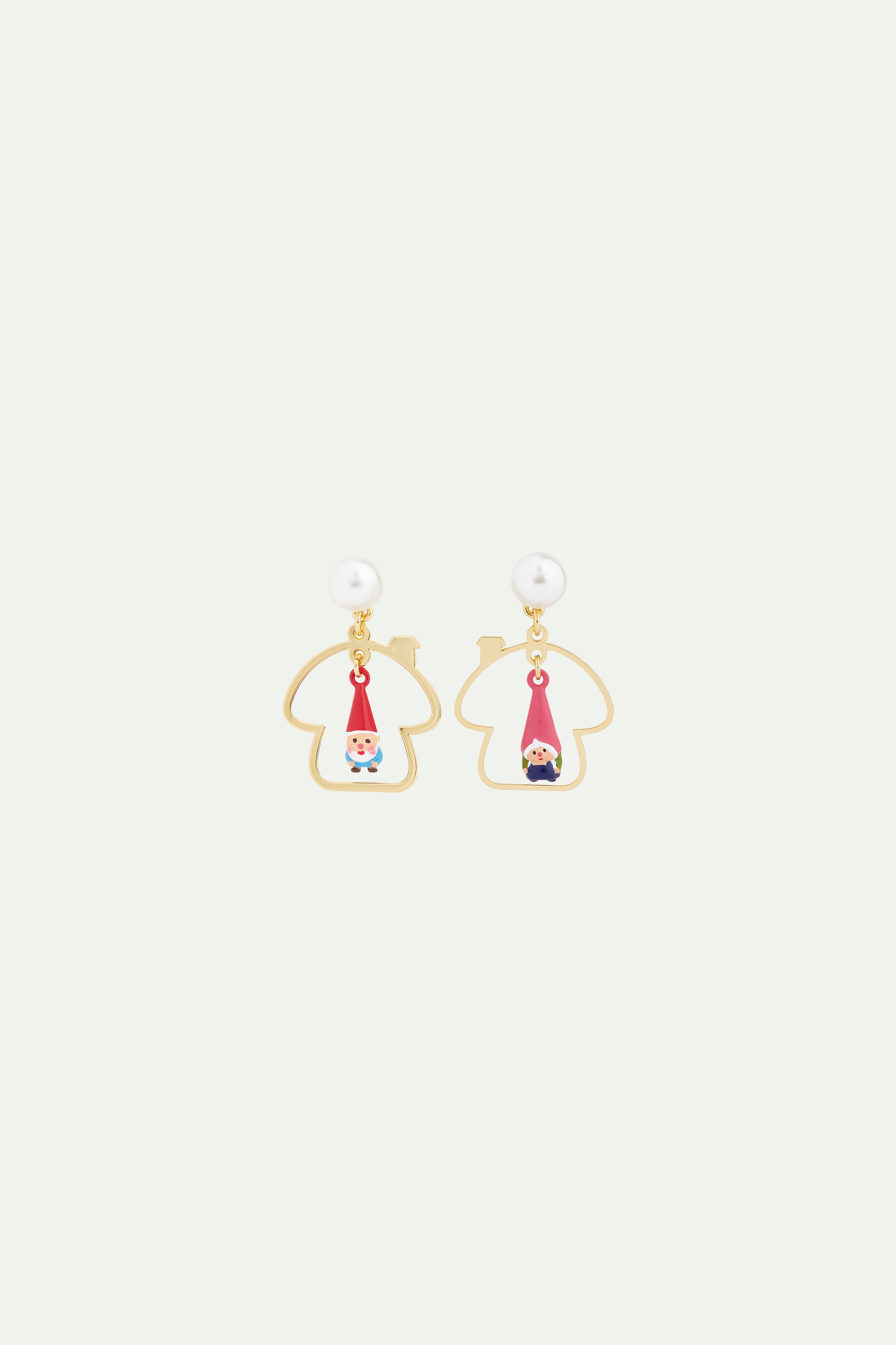 Toadstool family asymmetrical post earrings